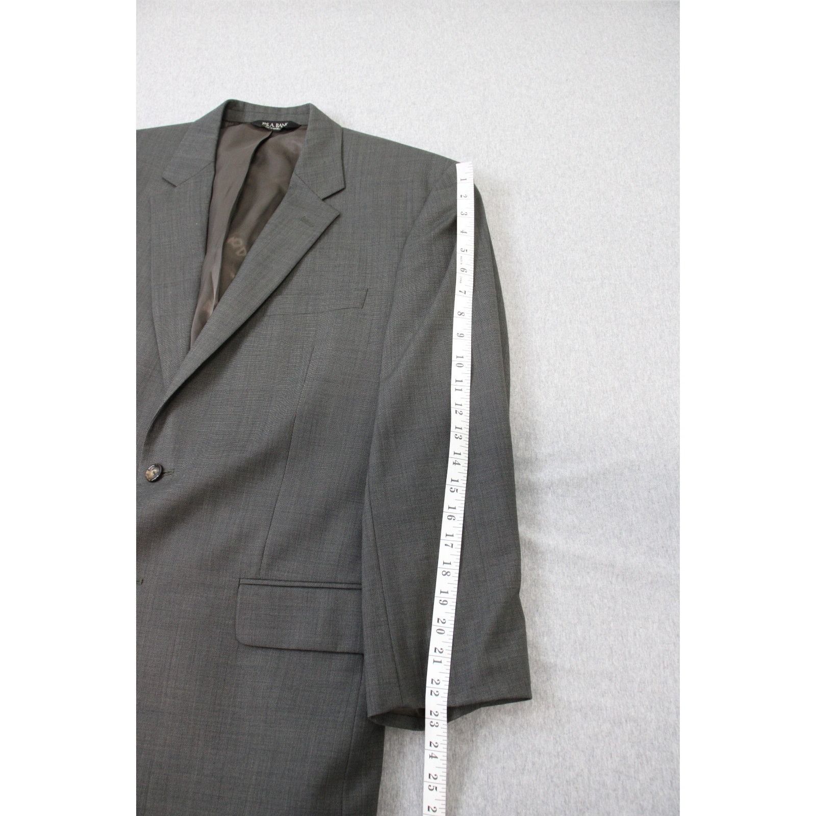 Jos. A. Bank Jos. A. Bank Blazer Mens 44R Gray 100% Wool Long Sleeve Size 44R - 6 Thumbnail