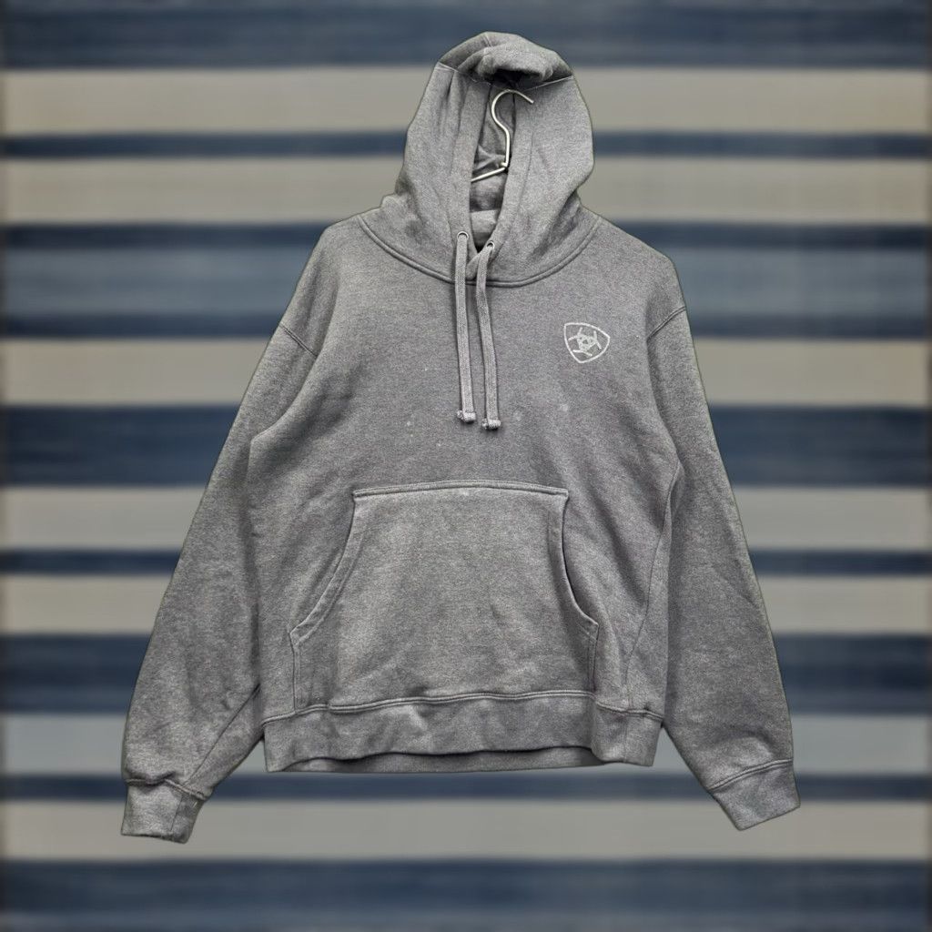 Ariat Ariat Hoodie Mens Small Fleece Pullover Rodeo Western Cowboy Grey Flag Y2K Work Size US S / EU 44-46 / 1 - 1 Thumbnail