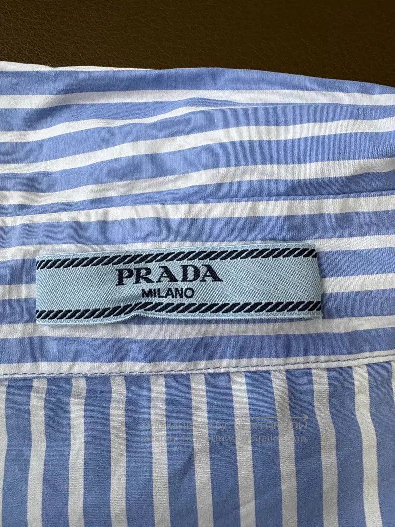 Prada Prada Blue and white striped cuffed lapel shirt Size XXS / US 00 / IT 34 - 5 Thumbnail