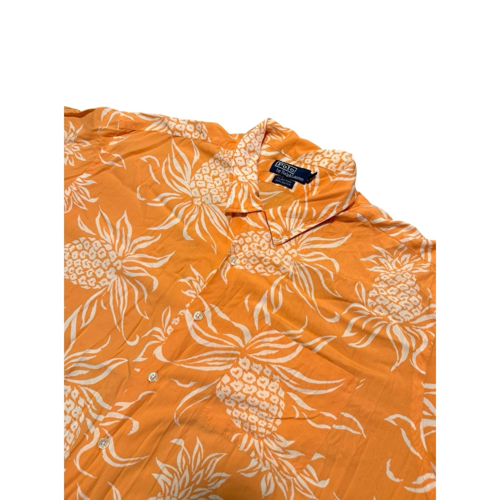 Ralph Lauren VINTAGE Ralph Lauren POLO Pineapple Pattern Loop Collar Hawaiian Aloha Shirt 2XL Orange/White Men Short Sleeve Shirt Size US XXL / EU 58 / 5 - 5 Thumbnail