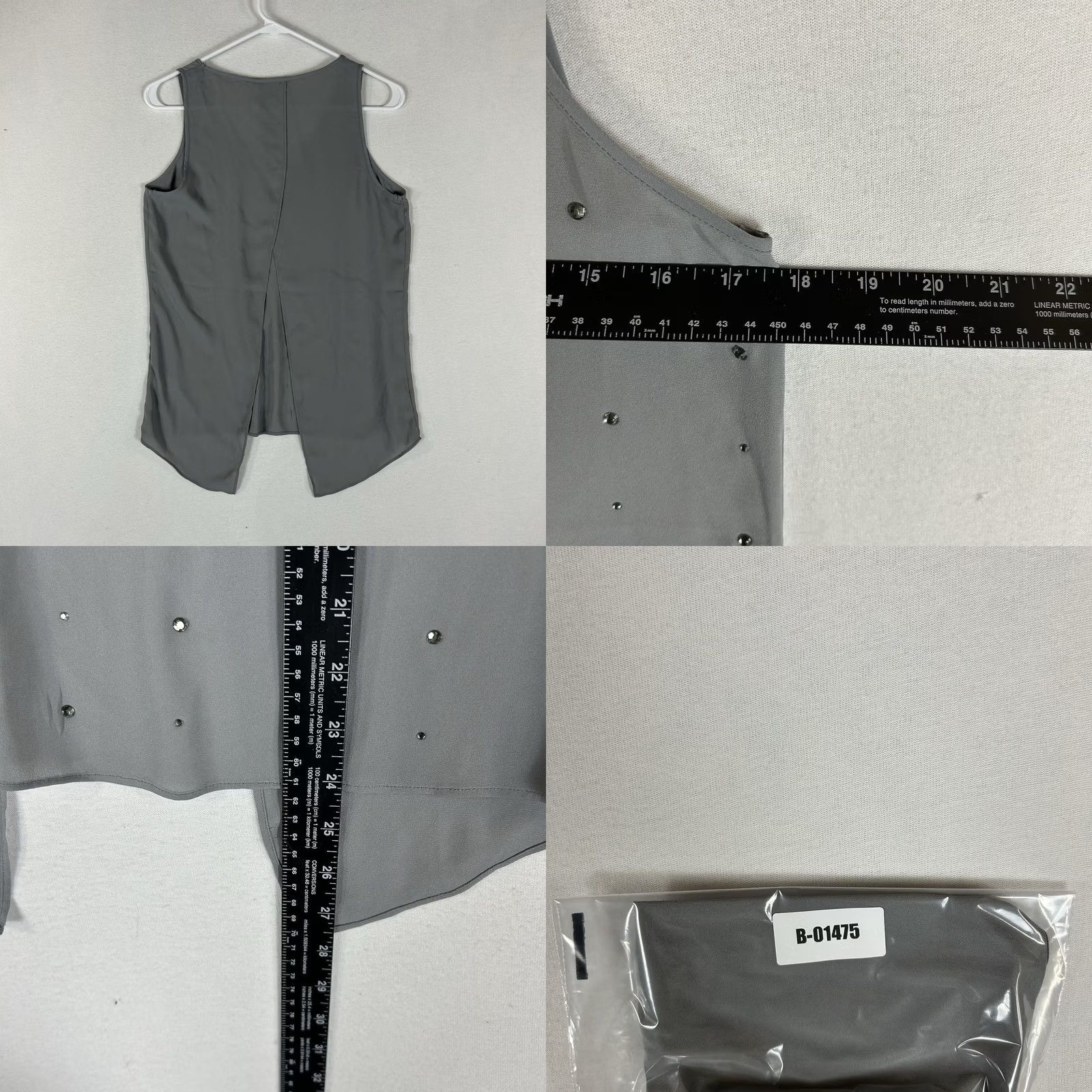 Express Express Split Back Tank Blouse Womens S Gray Rhinestones Sleeveless NWT Size S / US 4 / IT 40 - 8 Thumbnail