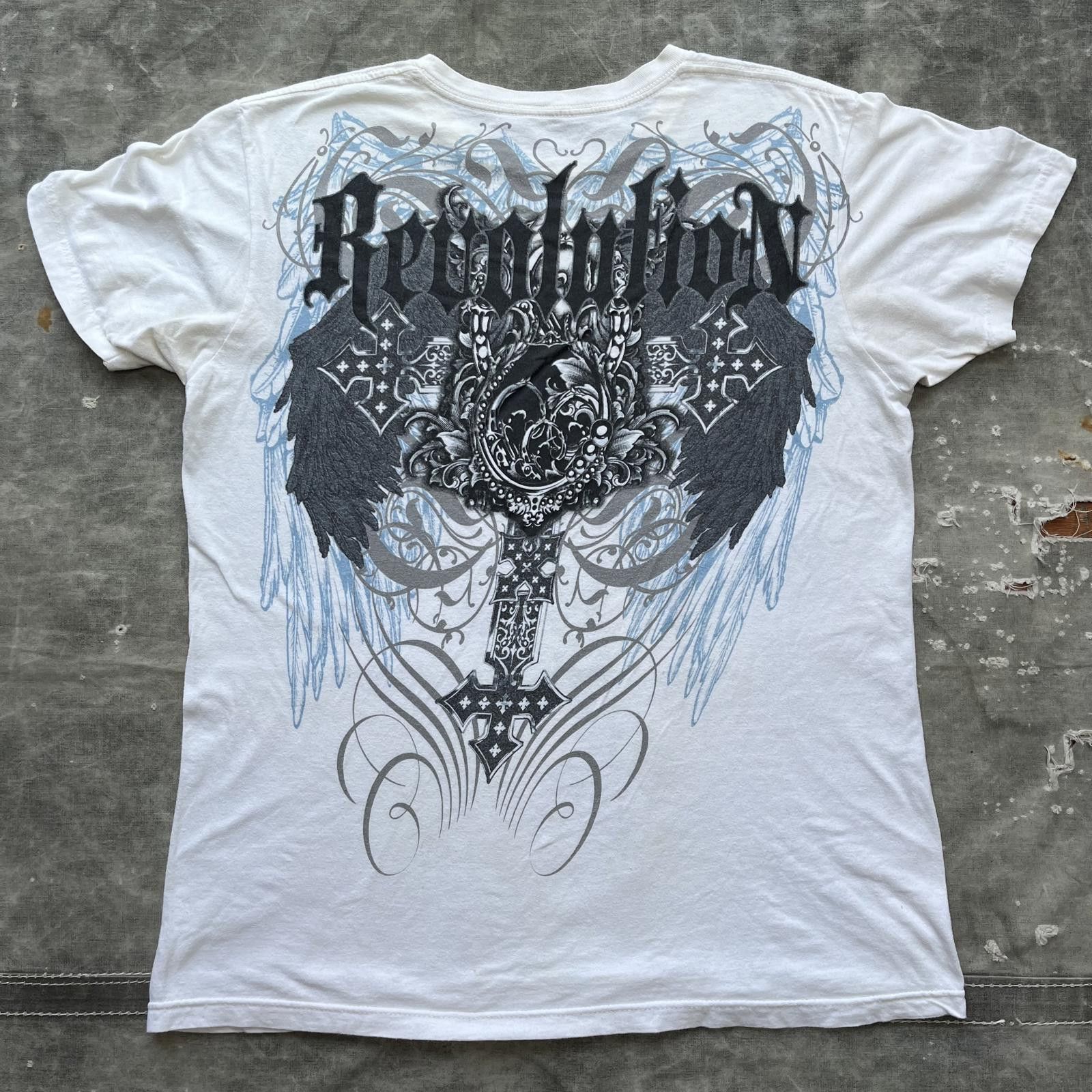 Vintage Vintage Y2K Revolution Grunge Affliction AOP Cross Shirt Size US M / EU 48-50 / 2 - 2 Thumbnail