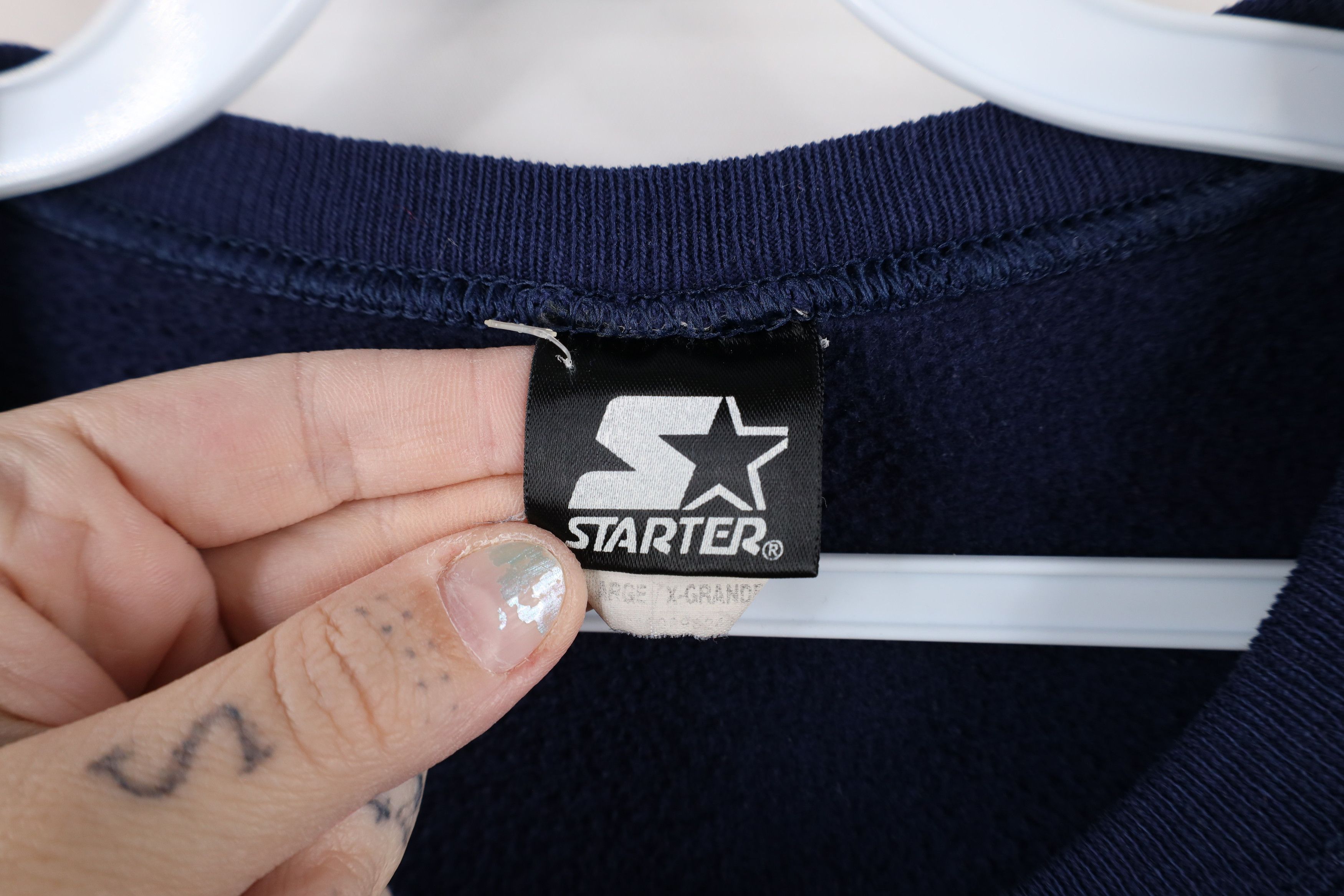 Starter × Vintage Vintage 90s Starter Spell Out Crewneck Sweatshirt Navy Blue Size US XL / EU 56 / 4 - 8 Thumbnail