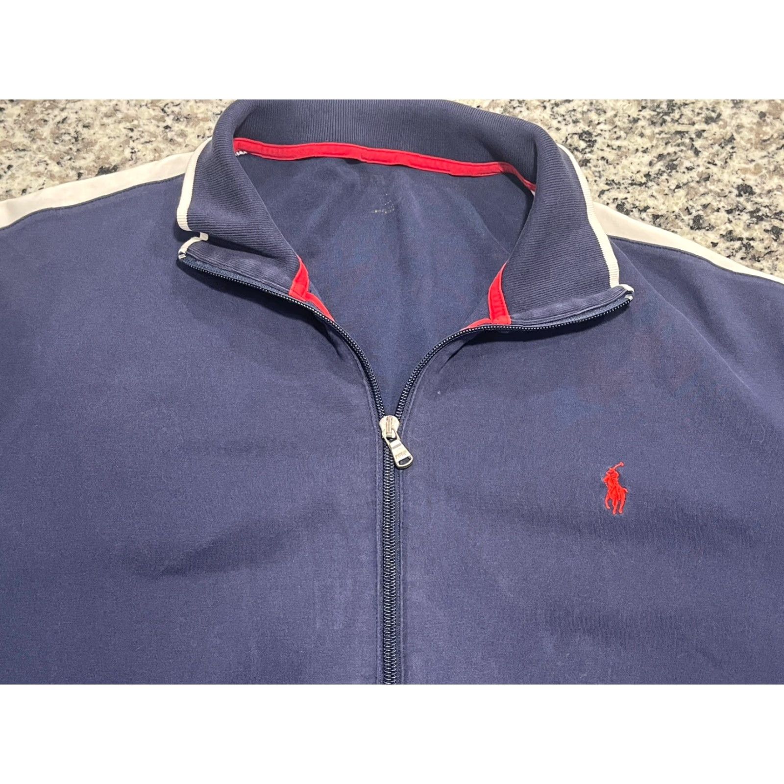 Polo Ralph Lauren Polo Ralph Lauren Men’s Jacket Size XL Navy White Cotton Track Jacket Full Zip Pockets Mens Size US XL / EU 56 / 4 - 5 Thumbnail