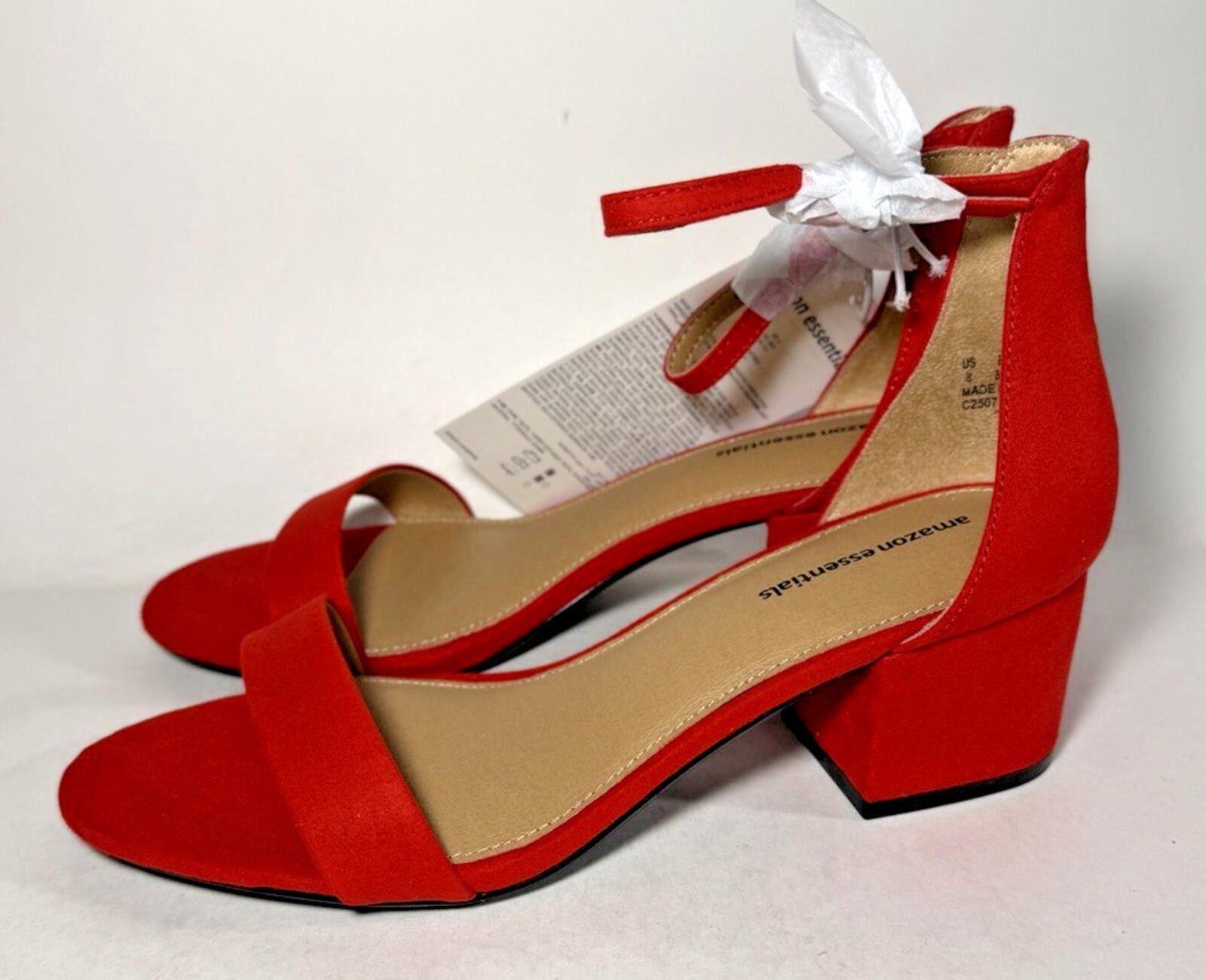 Other AMAZON ESSENTIALS Nola Ankle Strap Block Heel 2 inch Red Size US 8 / IT 38 - 1 Thumbnail