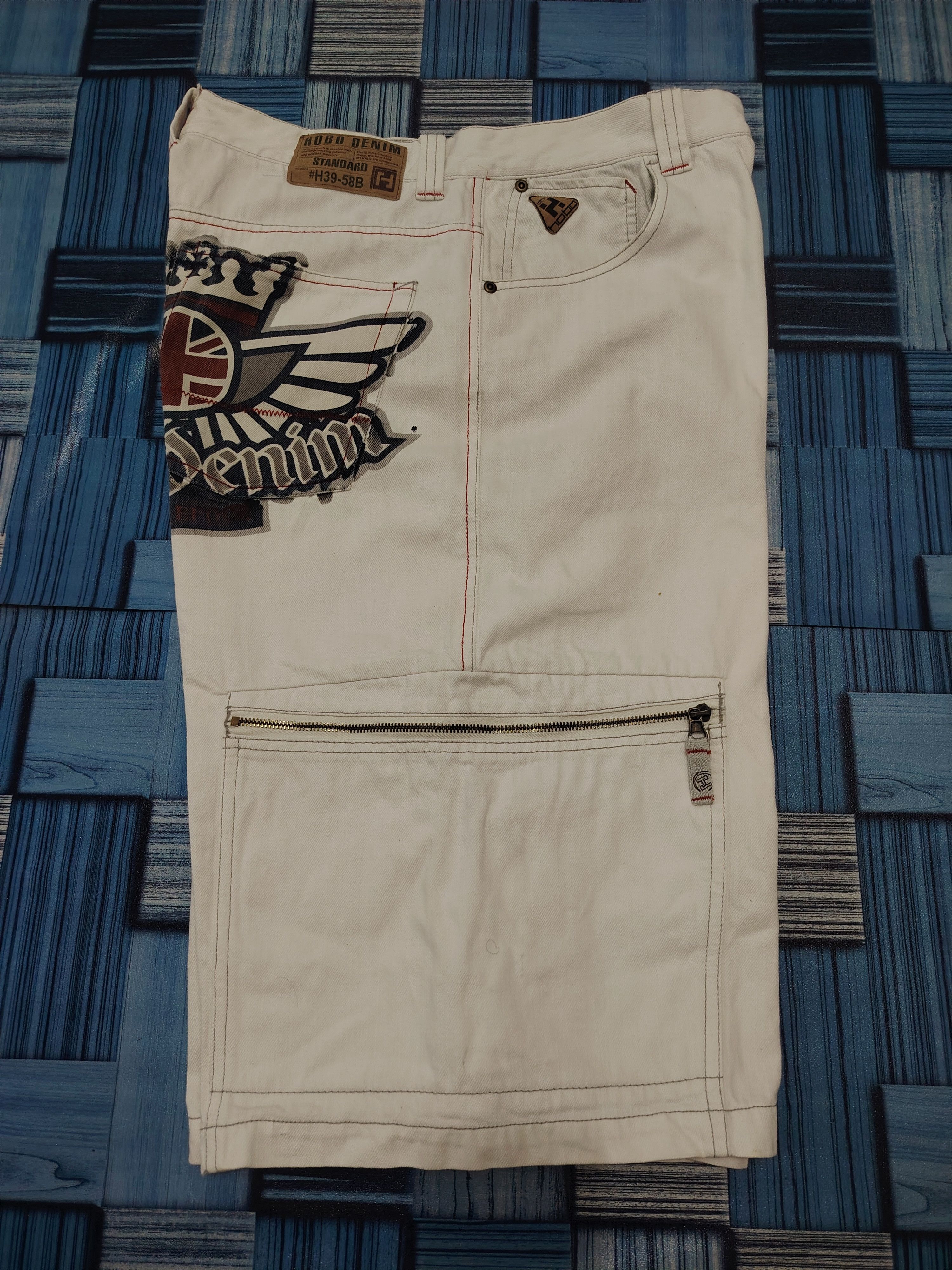 Hobo × JNCO × Southpole 💥Insane 90s HOBO DENIM Baggy Cargo SHORT Skate HIPHOP STYLe Size US 32 / EU 48 - 18 Thumbnail