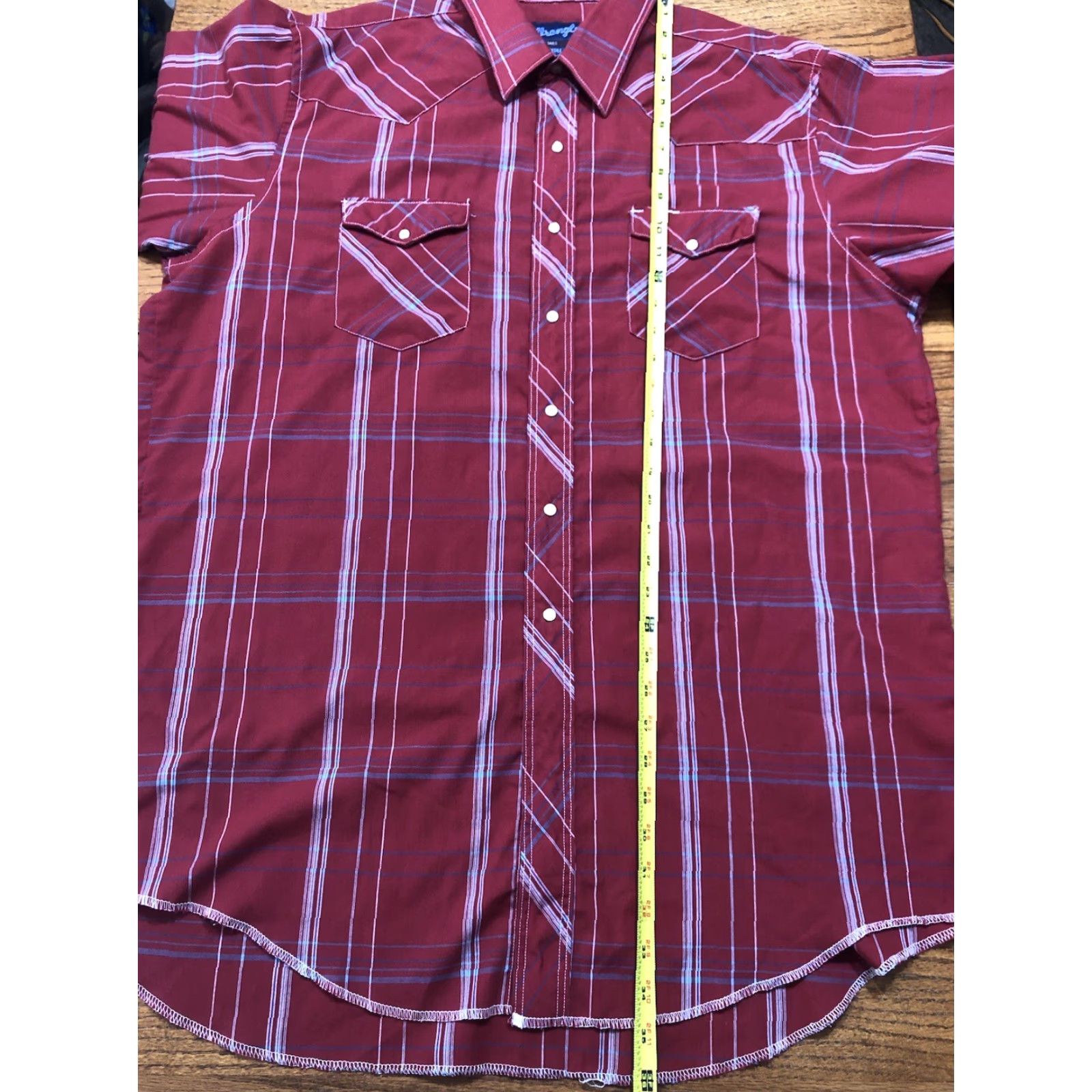 Wrangler Vtg Wrangler Button-Up Shirt 2XL Red Plaid Collared Long Sleeve X-Long Tails Cowboy Western 90s 80s 70s Mens Size ONE SIZE - 6 Thumbnail