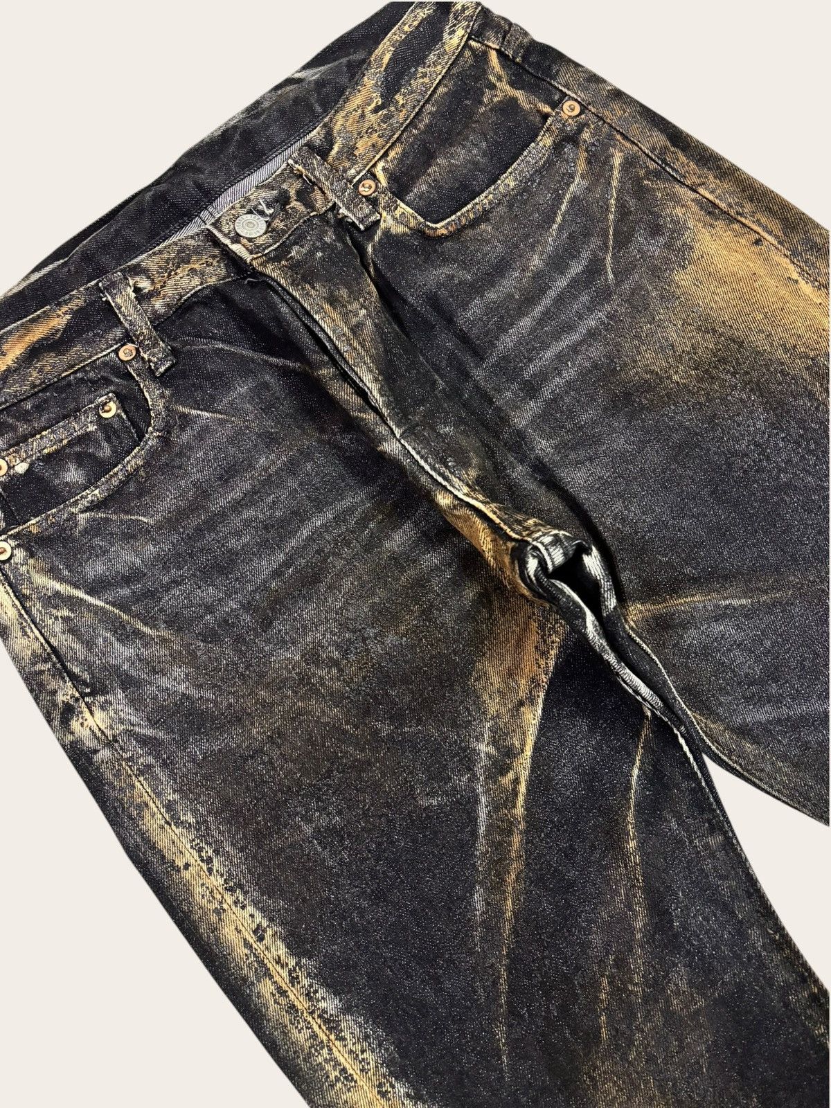 Le Grande Bleu (L.G.B.) Japan Tabloid News Acid Washed Flared Jeans Size US 30 / EU 46 - 5 Thumbnail