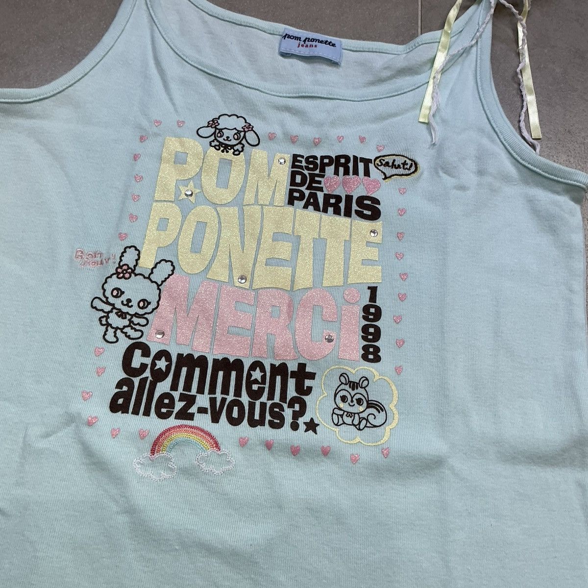 Angel Blue 90s Pom Ponette Tank Top Y2K Size XS / US 0-2 / IT 36-38 - 4 Thumbnail