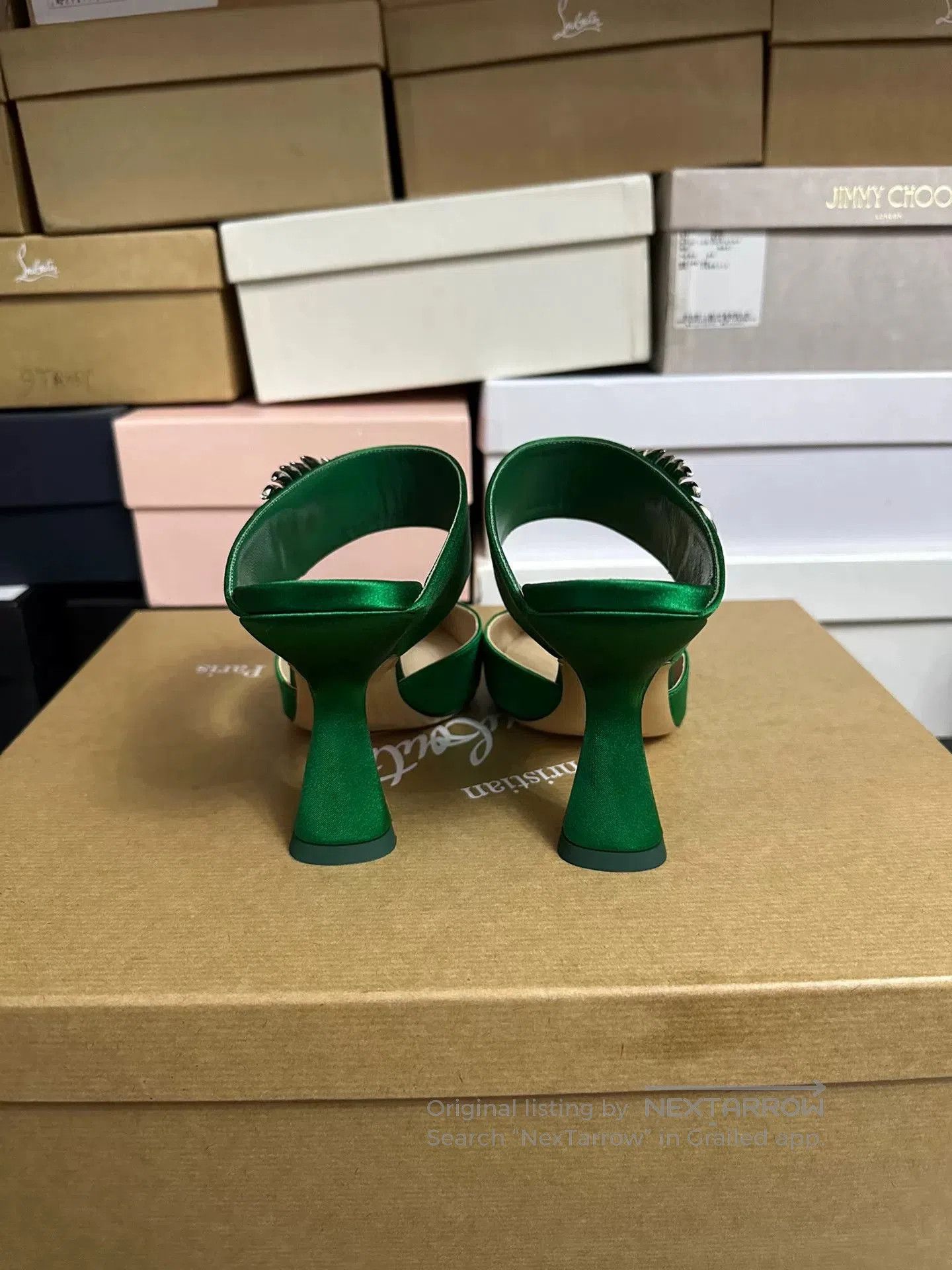 Nicholas Kirkwood Nicholas Kirkwood Green Crystal Leaf Heel Sandals. Size US 7 / IT 37 - 4 Thumbnail