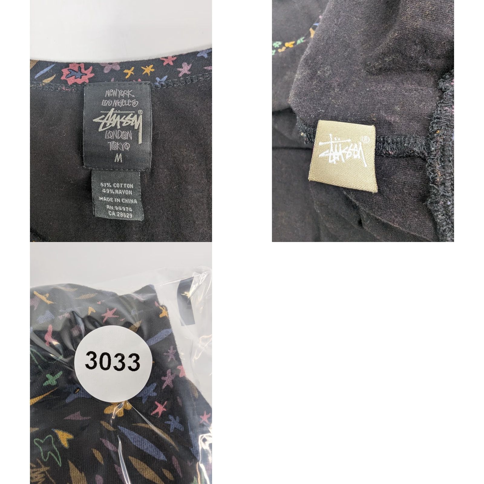 Vintage VINTAGE Stussy T-Shirt Women's Top Short Sleeve Black Floral 90s Size Medium Cotton Blend Size M / US 6-8 / IT 42-44 - 8 Thumbnail