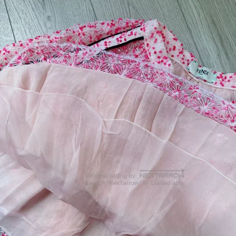 Fendi Fendi Pink Velvet Embroidered Skirt Size 26" / US 2 / IT 38 - 7 Thumbnail