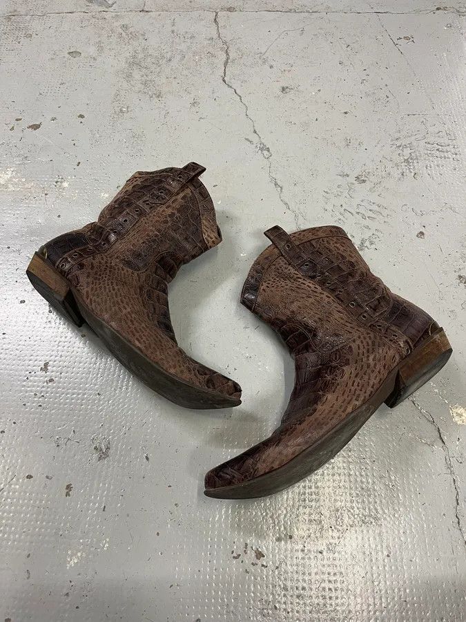 Just Cavalli AW2008 Cavalli Brown Leather Crocodile Embossed Boots Size US 10 / EU 43 - 3 Thumbnail