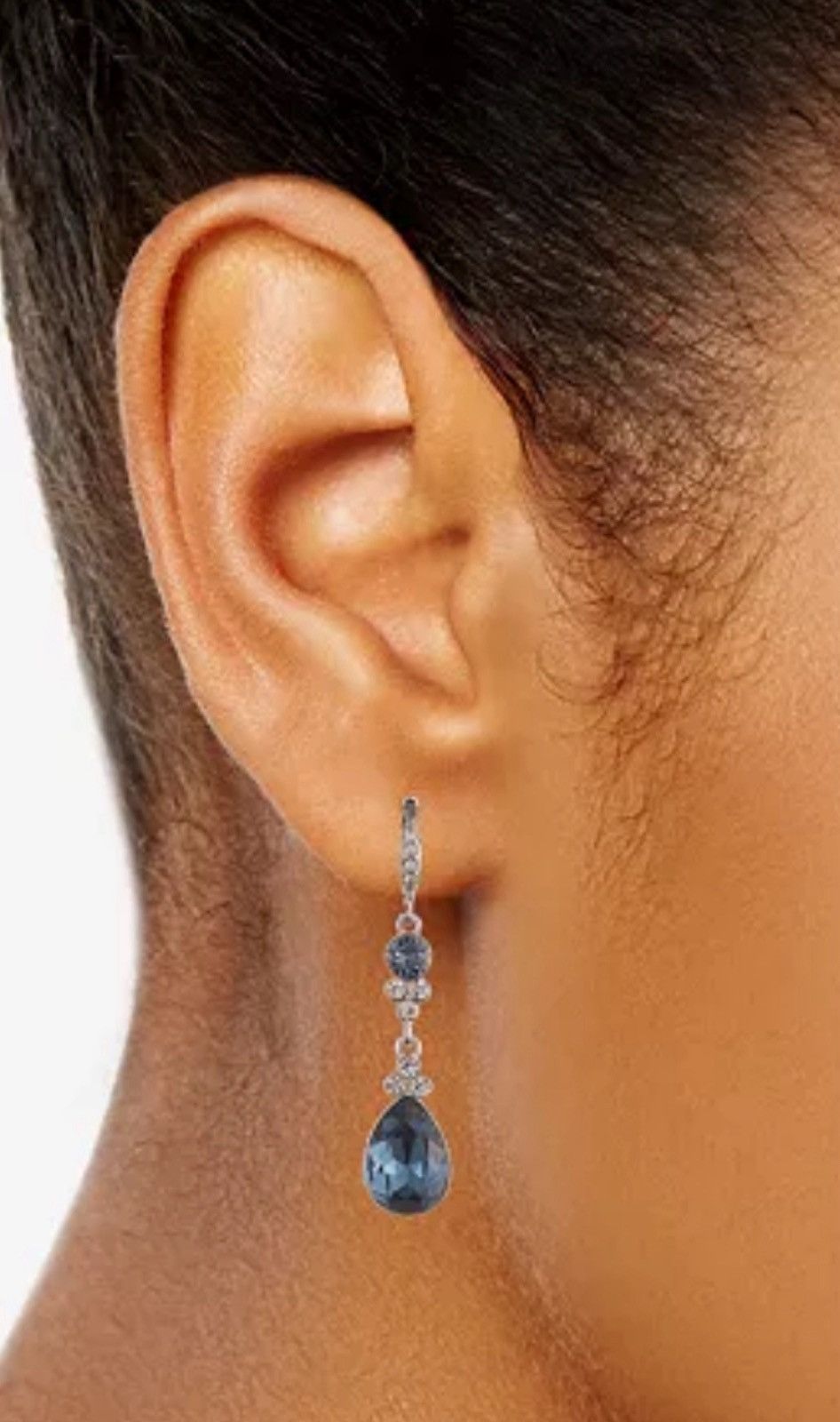 Givenchy Givenchy double-drop Crystal earrings, Rhodium Blue/Silver.. Size ONE SIZE - 10 Thumbnail