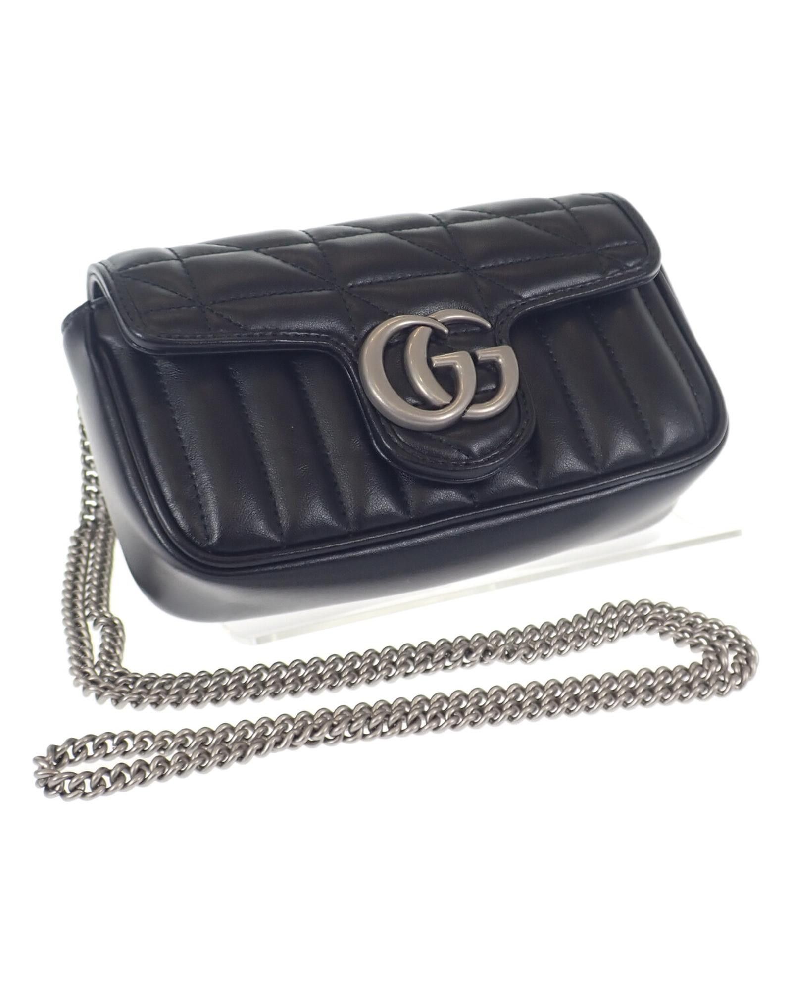 image of Gucci Super Mini Matelasse Crossbody Bag In Black, Women's
