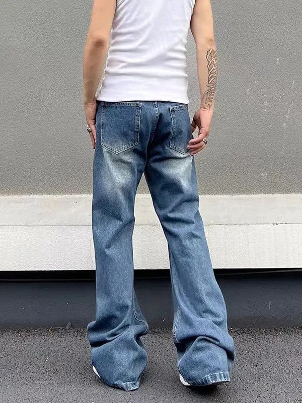 VIBE Vintage flame embroidered washed micro-flared jeans Size US 34 / EU 50 - 4 Thumbnail