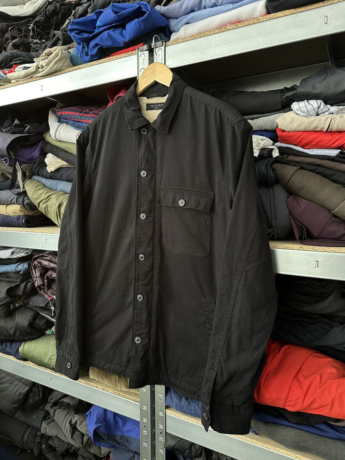Allsaints Vintage Allsaints Black Button Zip Jacket Rare Sherpa Mens Size US M / EU 48-50 / 2 - 6 Thumbnail