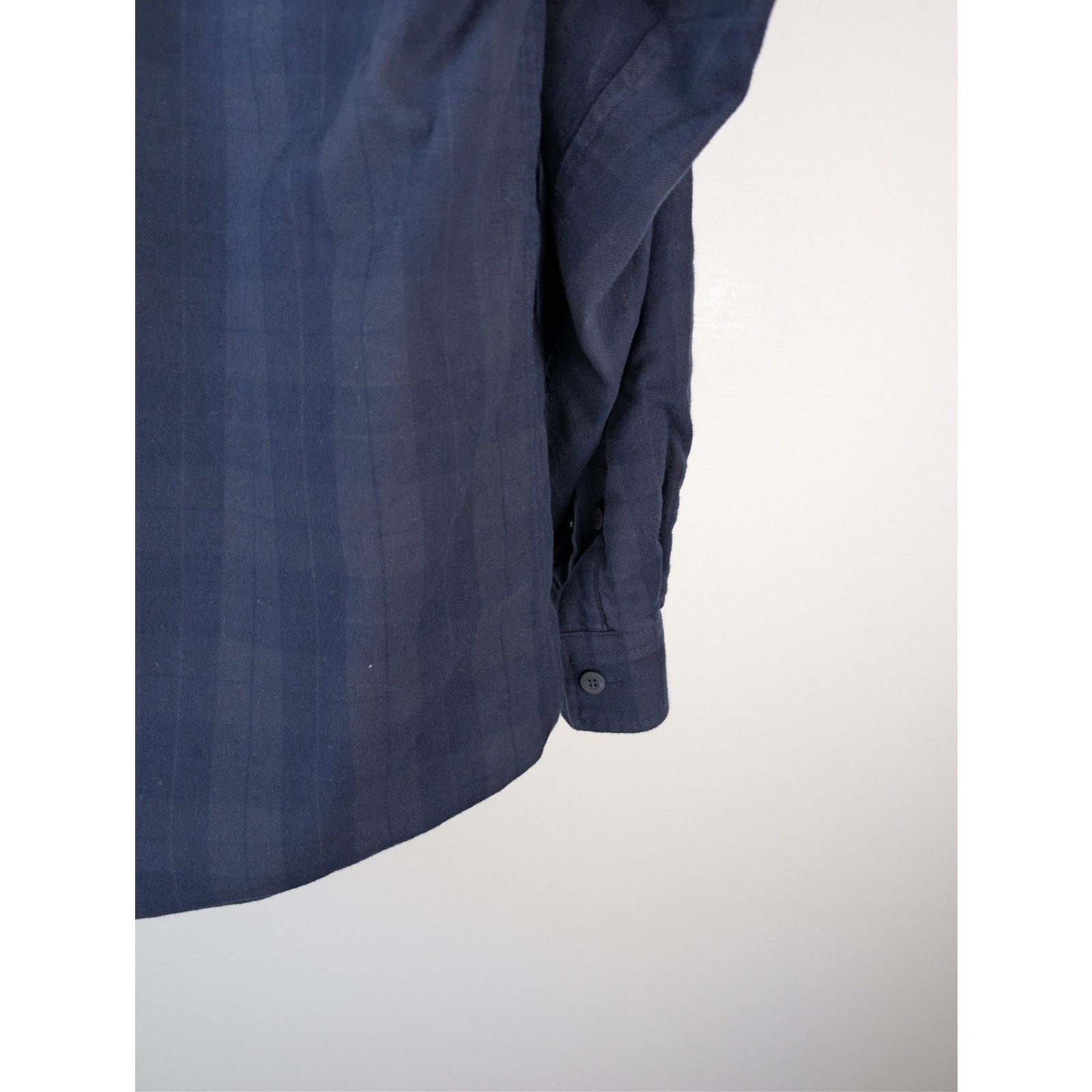 Balenciaga o1rshd1 Overdye Cotton Check Lined Shirt in Navy / Dark Navy Size US S / EU 44-46 / 1 - 16 Thumbnail