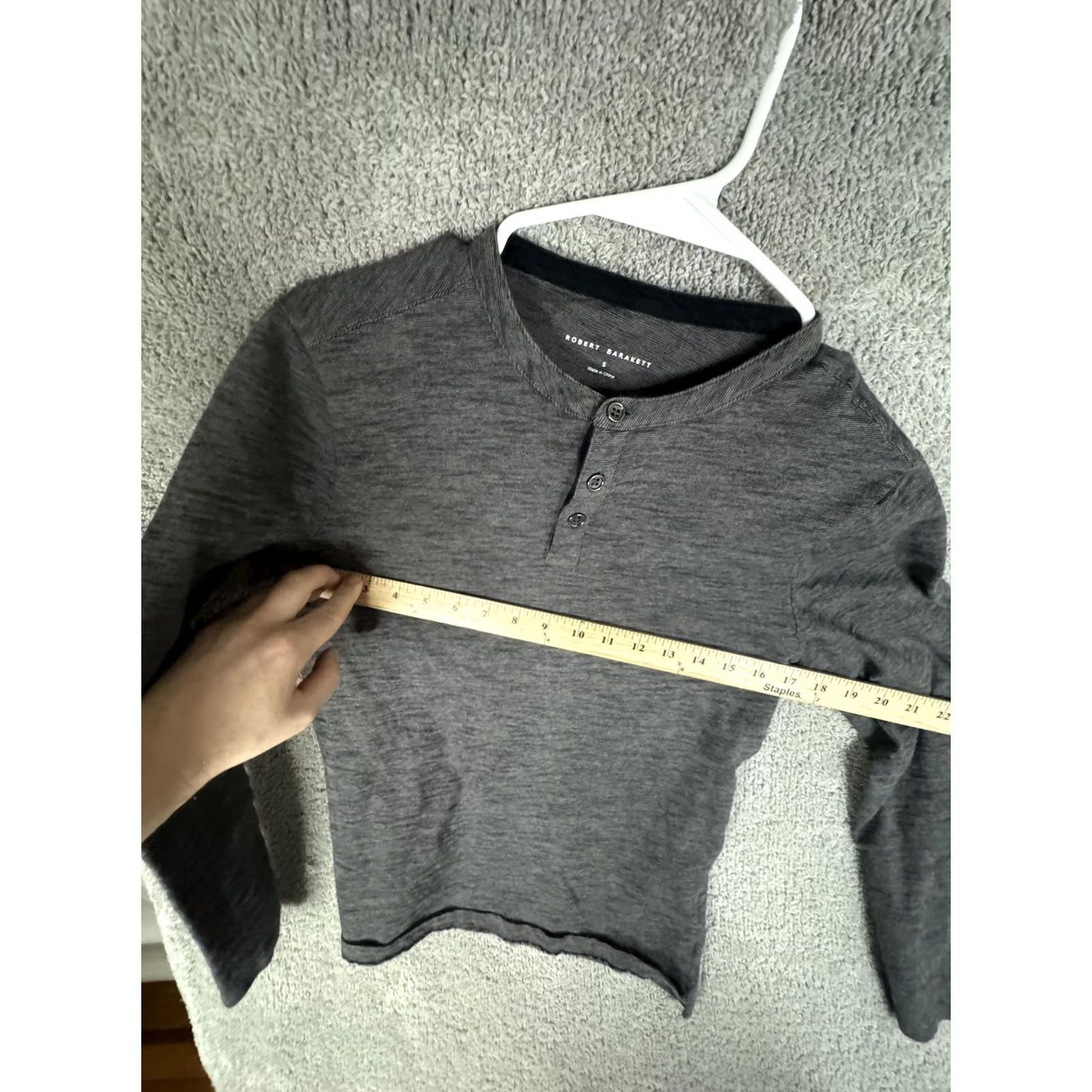 Vintage Robert Barakett Shirt Mens Small Gray Henley Long Sleeve Casual Tee Top Size US S / EU 44-46 / 1 - 7 Thumbnail