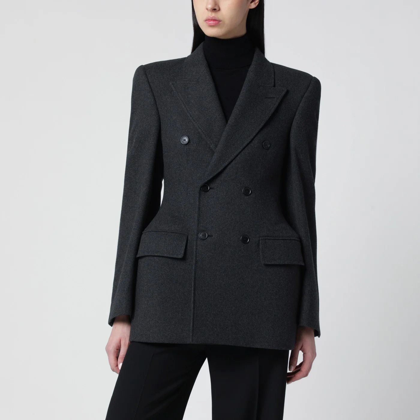Balenciaga o1d2blof0426 Double-Breasted Cashmere Jacket in Grey Size M / US 6-8 / IT 42-44 - 1 Thumbnail
