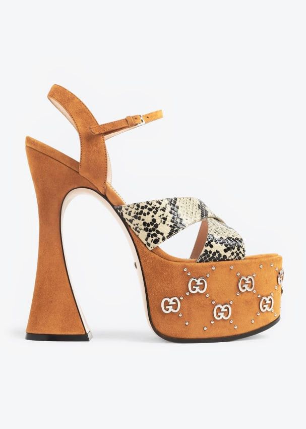 Gucci Interlocking G Studs Leather Sandals SIZE 39.5