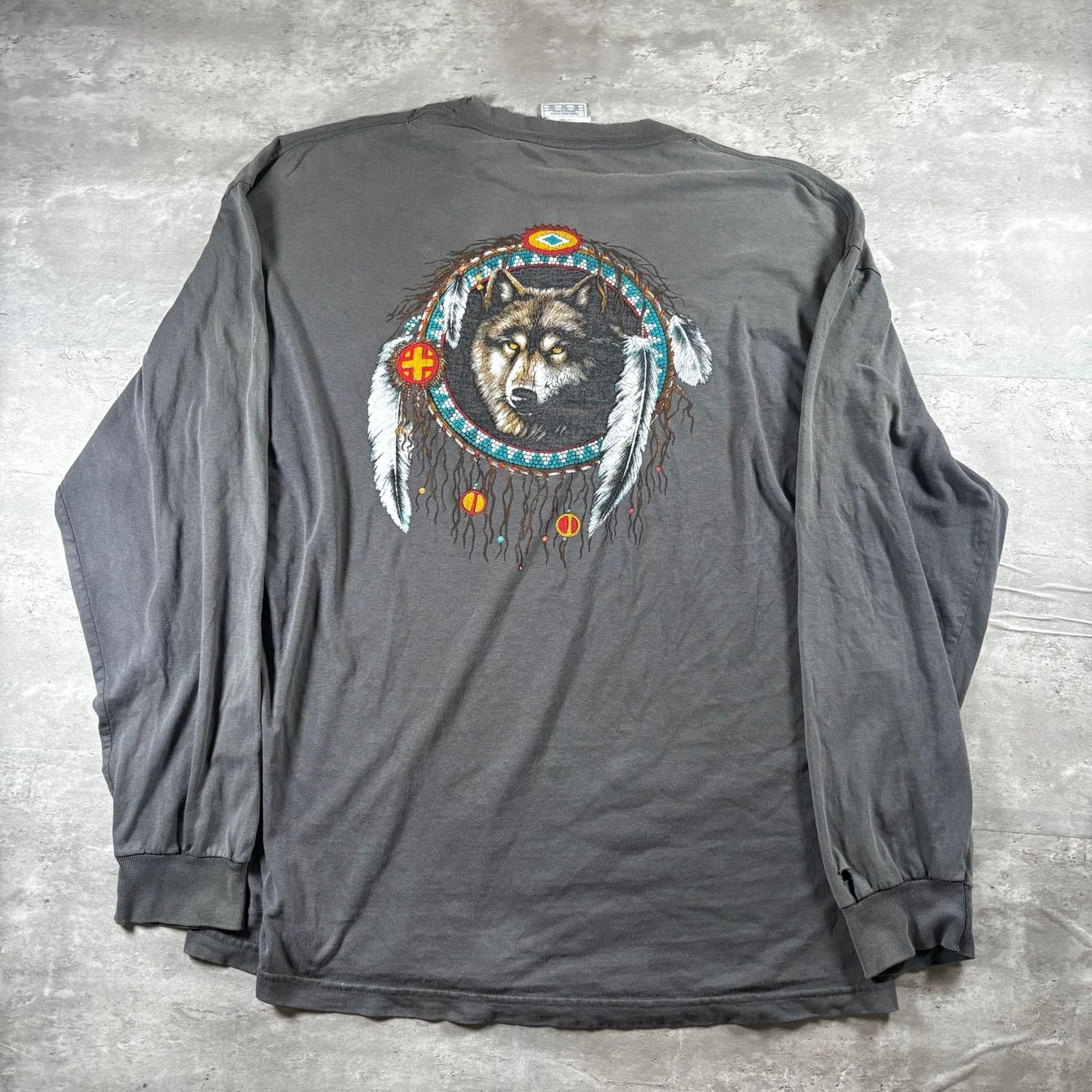 AAA Vintage 90s wolf dream catcher Native American long sleeve Size US XL / EU 56 / 4 - 2 Thumbnail