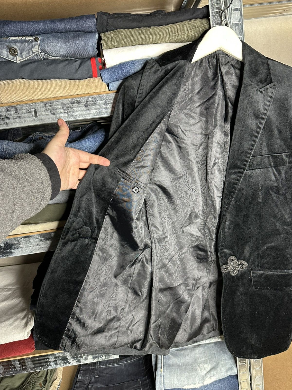 Gianni Feraud Gianni Ferraud Black Velvet Blazer Jacket Size 38R - 3 Thumbnail