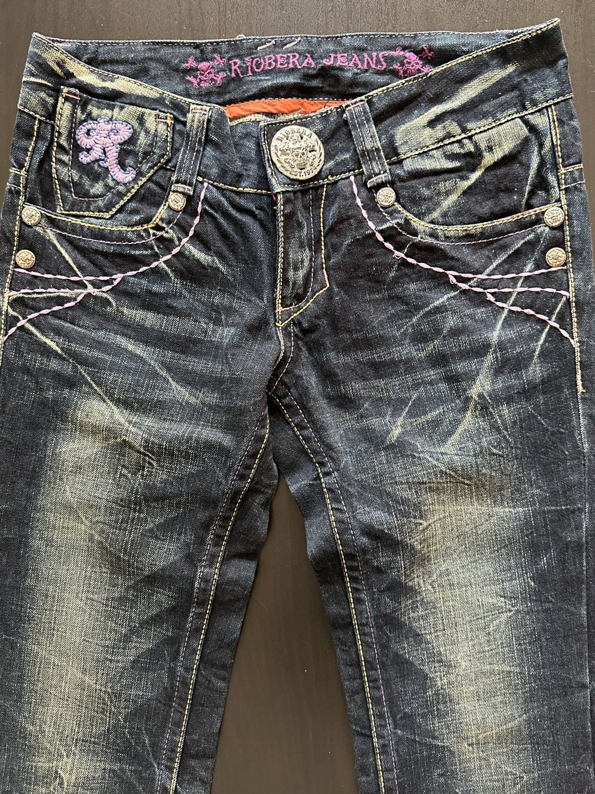 If Six Was Nine Riobera Y2K Flared Denim Jeans Japanese Archive Gyaru Grunge Size 25" / US 0 / IT 36 - 2 Thumbnail