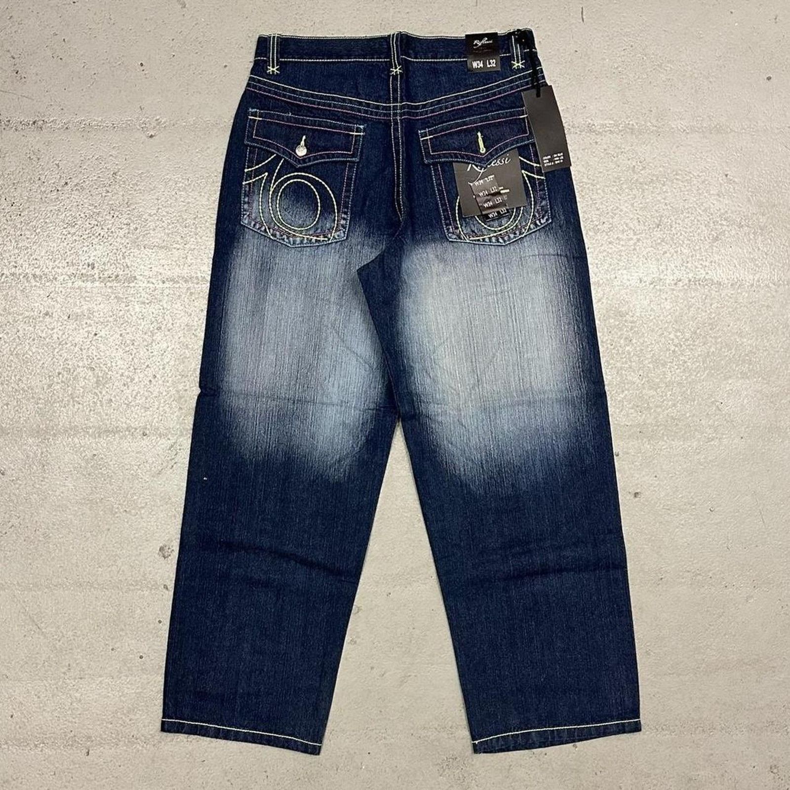 Vintage Vintage baggy y2k riflessi faded blue skater unique denim Size US 34 / EU 50 - 1 Thumbnail