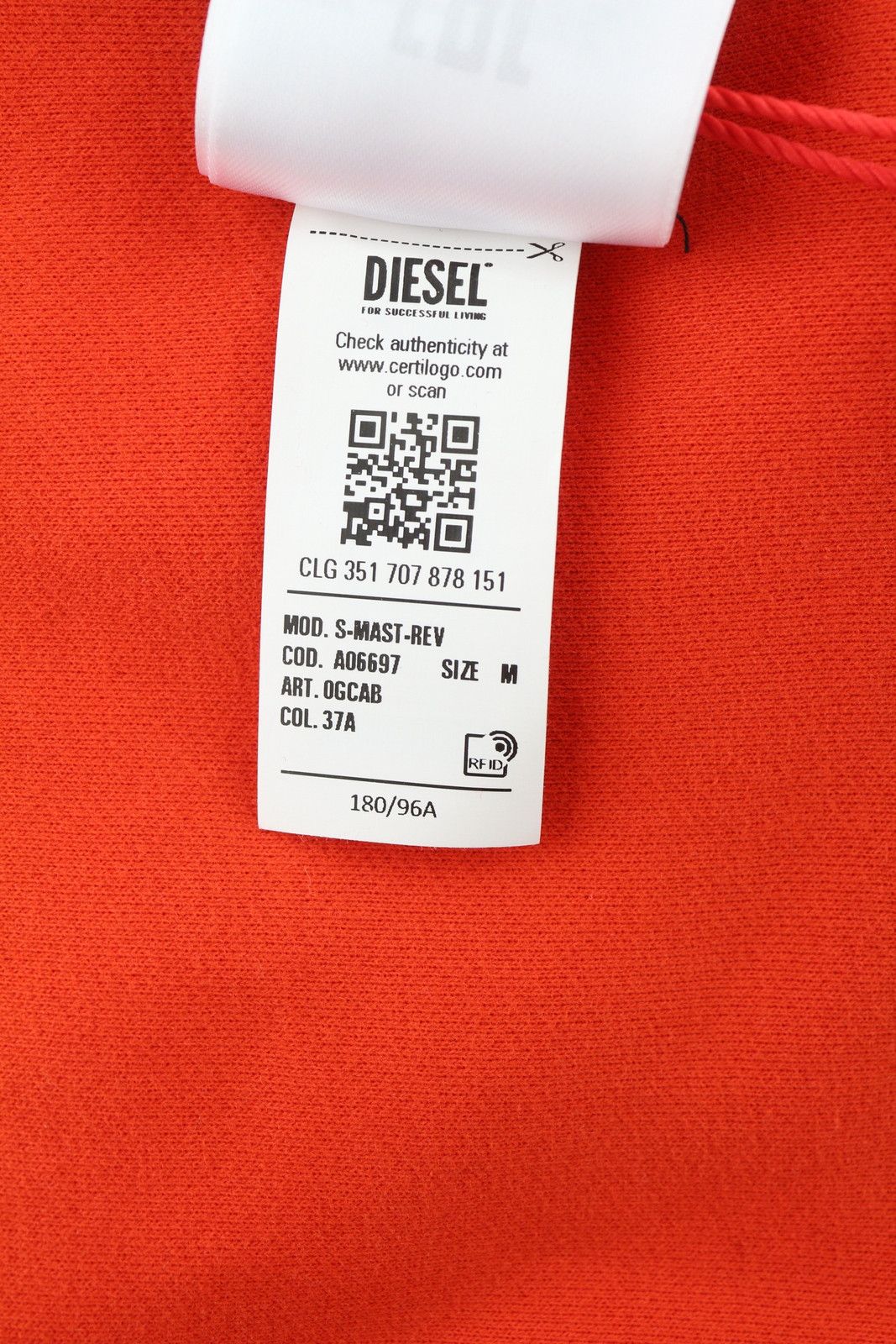 Diesel S-MAST-REV M Orange Front Logo Sweatshirt 41010 Size US M / EU 48-50 / 2 - 11 Thumbnail