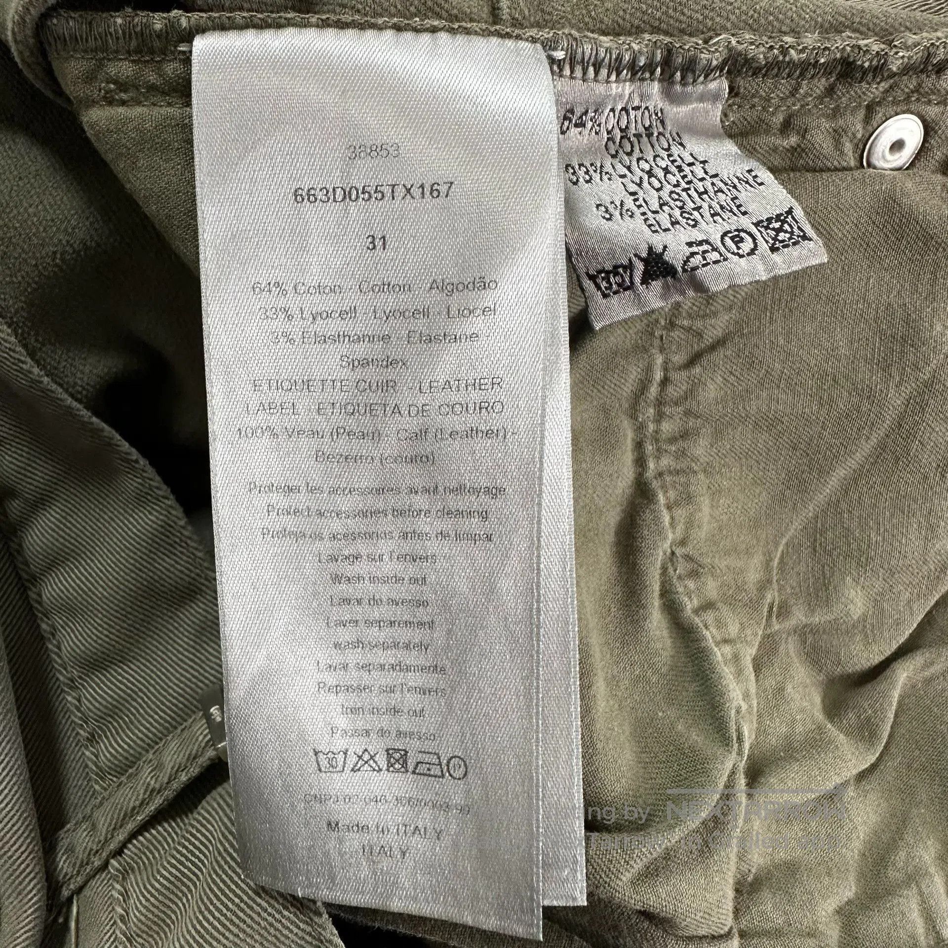 Dior Dior Military Green Multi-Zipper Cargo Pants. Size US 31 - 7 Thumbnail