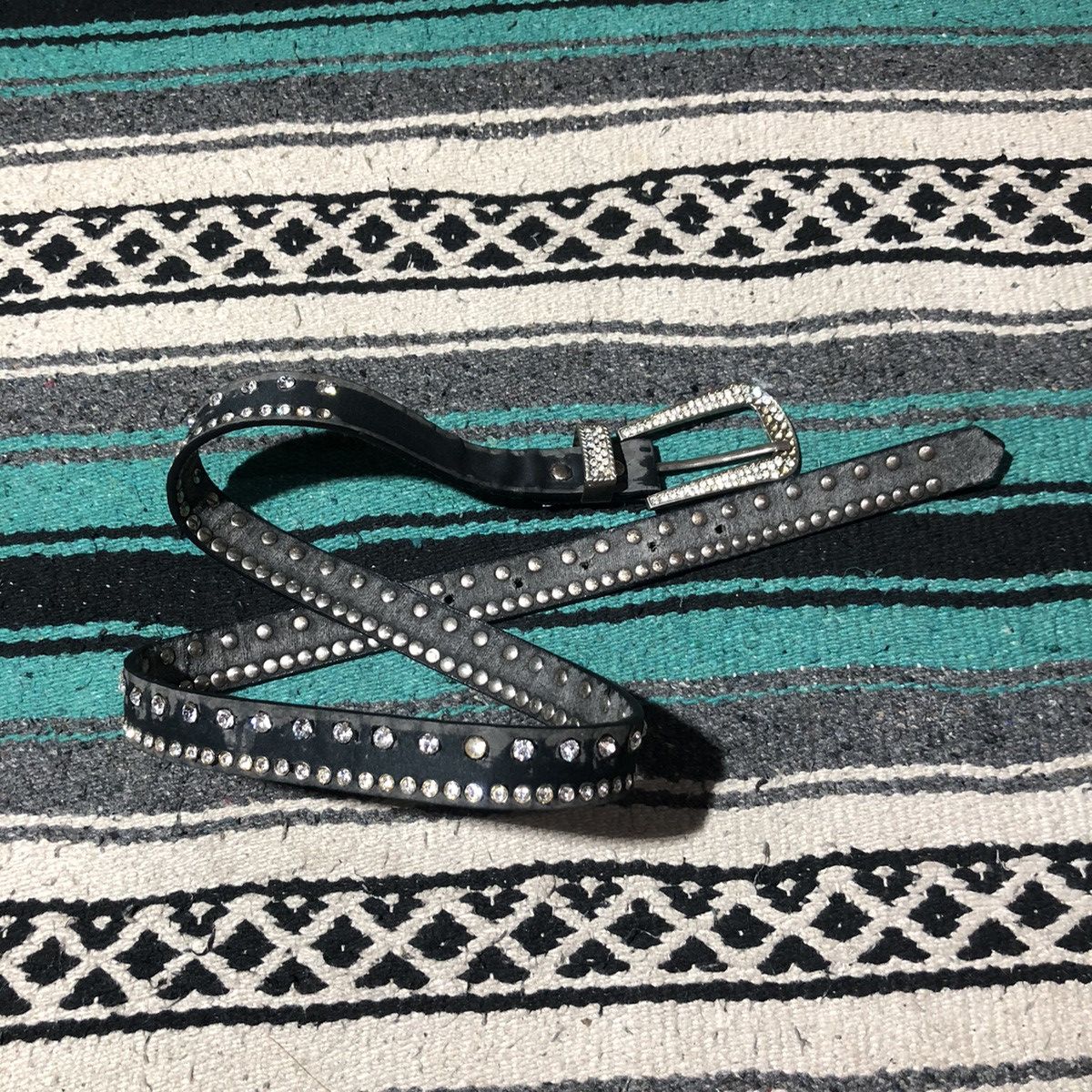 If Six Was Nine Unknown - Crystal Emerald Studded Belts Size ONE SIZE - 1 Thumbnail