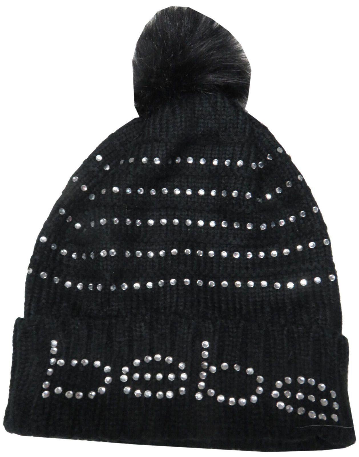 United Colors Of Benetton bebe Beanie Hat with Pom Black with Rhinestones Bling NWT Size ONE SIZE - 1 Thumbnail