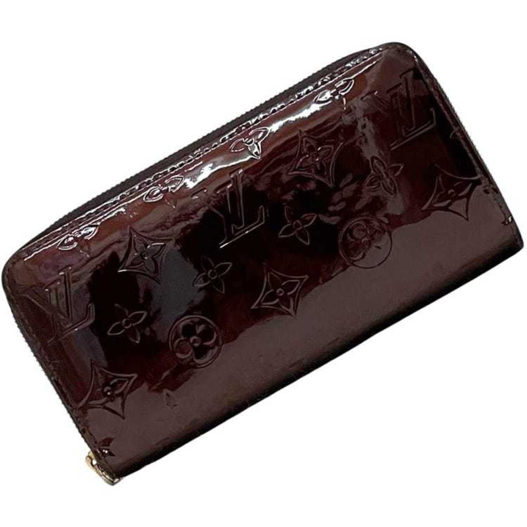 Louis Vuitton Round Zippy Wallet ec-24427 Wine Red Amaranth Monogram Vernis M93522 Canvas CA0408 LOUIS VUITTON Enamel Women's and Men's
