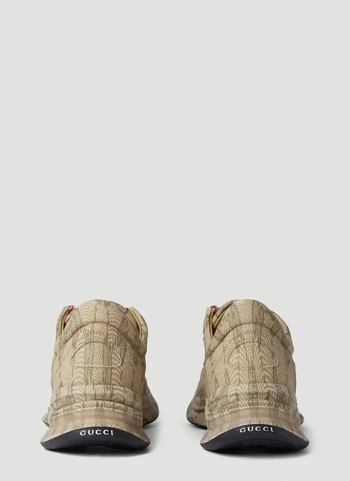 Gucci o1s1wg111025 Men's Gucci Run Sneakers in Beige & Green Size US 13 / EU 46 - 4 Thumbnail