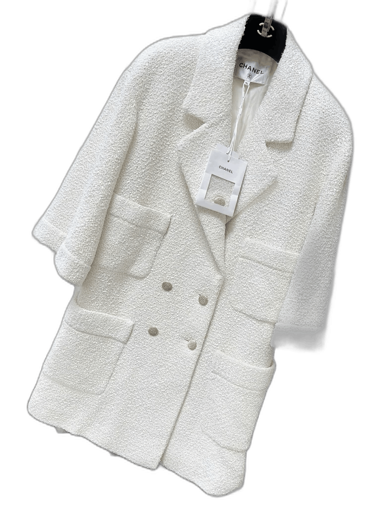 Chanel CHANEL 22S White Tweed Double-Breasted Coat Size M / US 6-8 / IT 42-44 - 1 Thumbnail