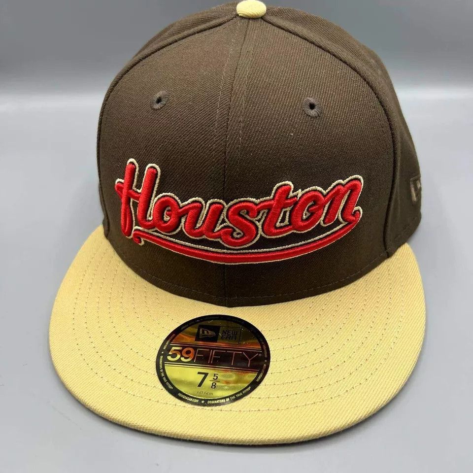 New Era Houston Astros Hat Men 7 5/8 59Fifty New Era MLB Fitted Cap Size ONE SIZE - 3 Thumbnail