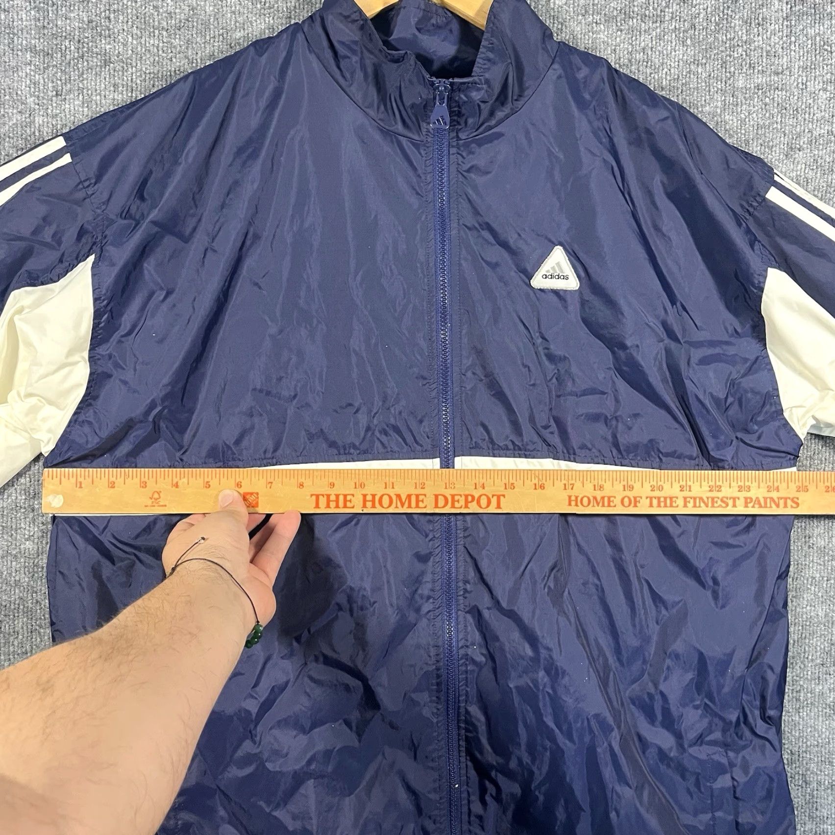 Adidas VINTAGE Adidas Full Zip Windbreaker Jacket Mens Large Blue Striped 90s RARE Size US L / EU 52-54 / 3 - 6 Thumbnail