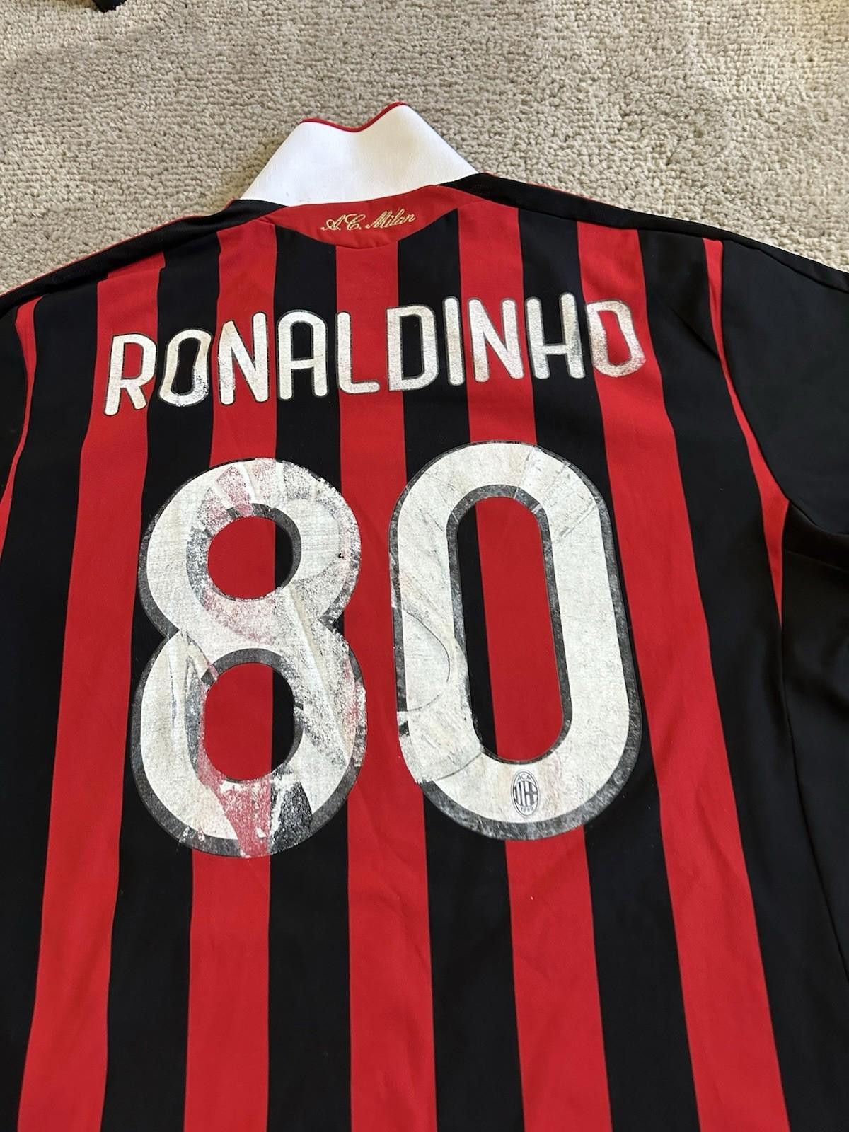 Adidas AC MILAN ITALY 2008/09 FOOTBALL SHIRT JERSEY #80 RONALDINHO Size US XL / EU 56 / 4 - 9 Thumbnail