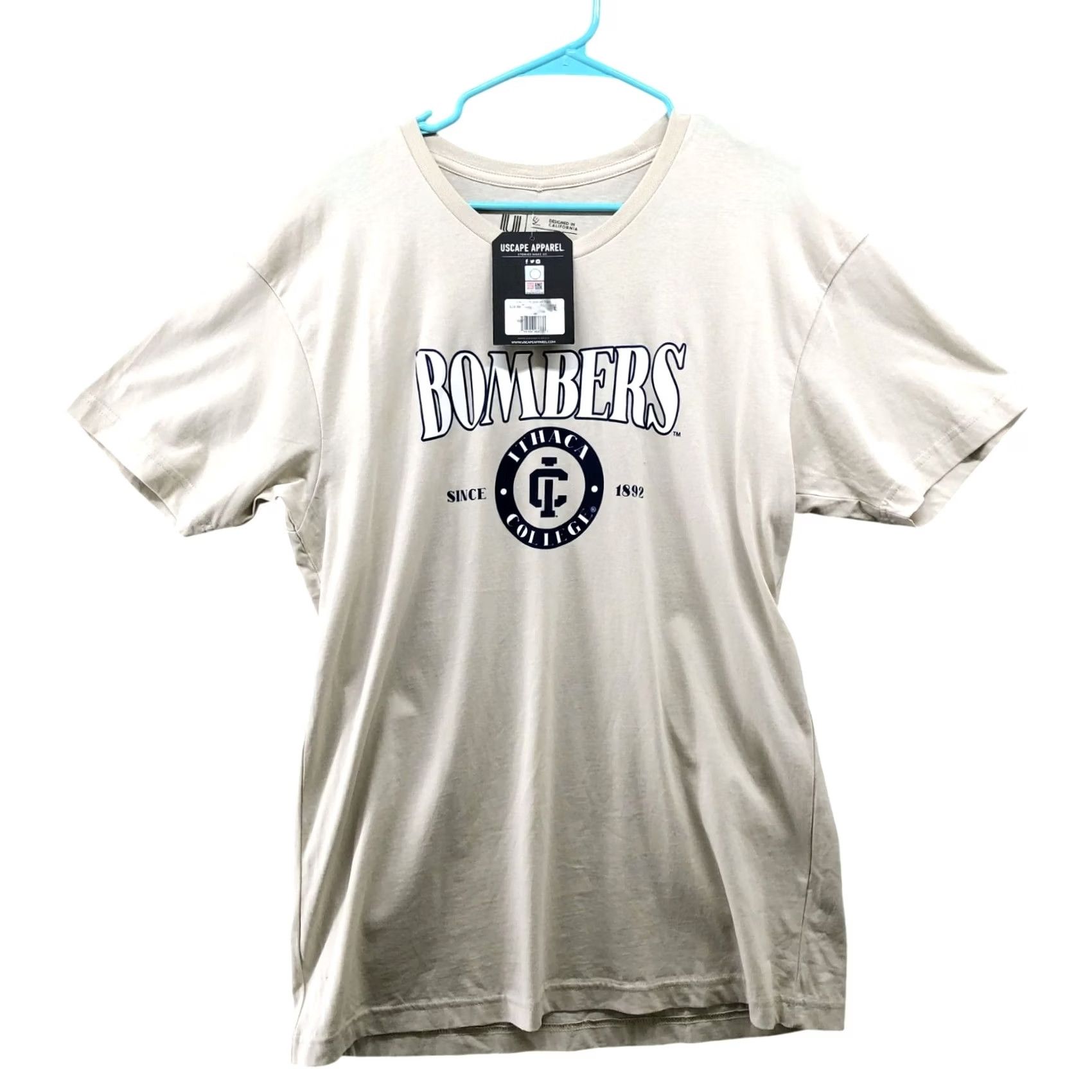 Vintage NWT Ithaca College Bombers T Shirt Mens L Crewneck Short Sleeve Beige Size US L / EU 52-54 / 3 - 2 Thumbnail