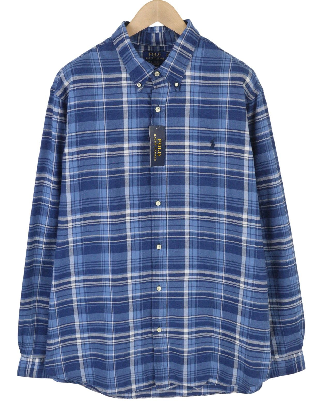 Ralph Lauren 2XL Blue Fit Indigo Oxford Plaid Button-Down Neck 87009 Size US XXL / EU 58 / 5 - 1 Thumbnail