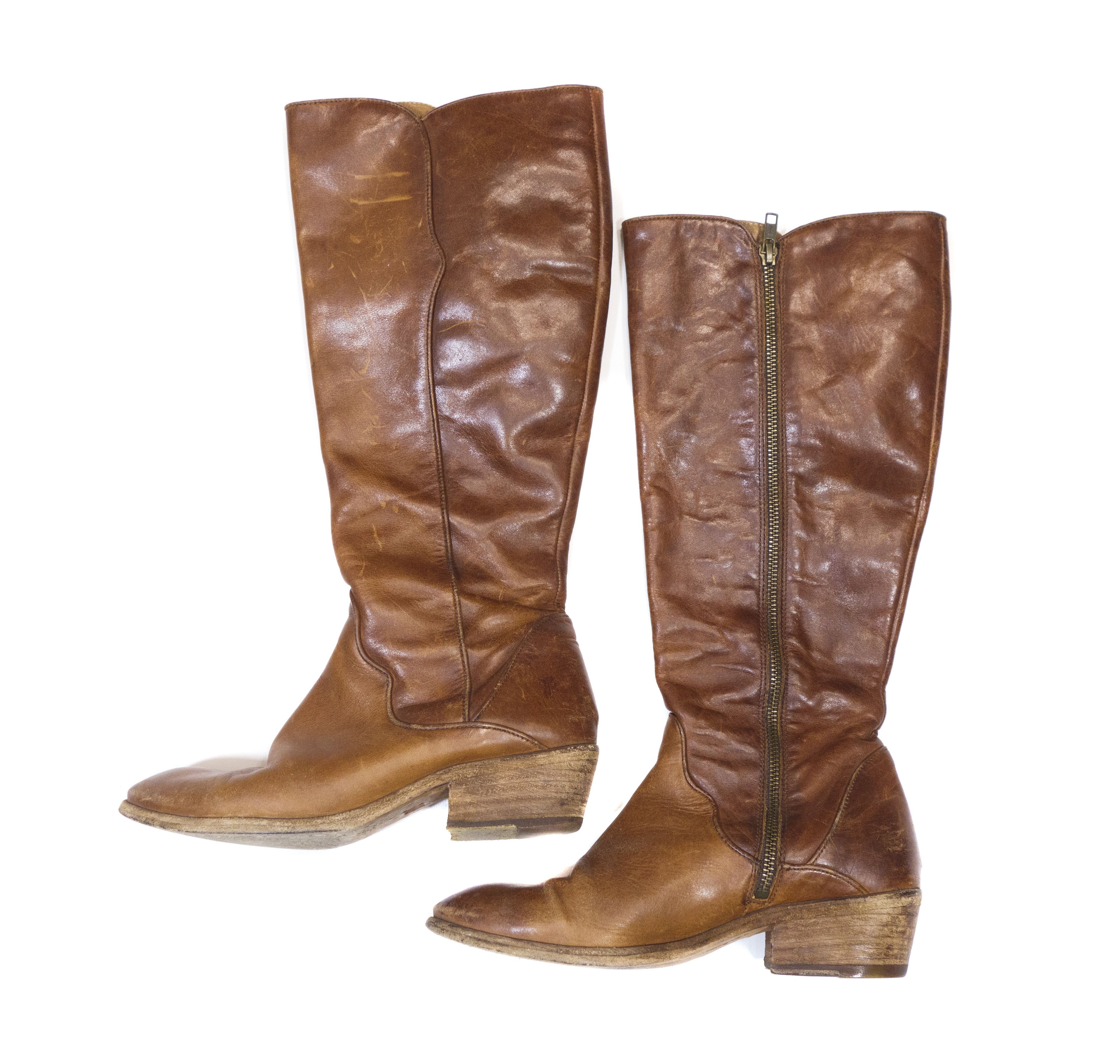 Frye Cowboy Leather High Boots Vintage Size US 8 / IT 38 - 2 Thumbnail