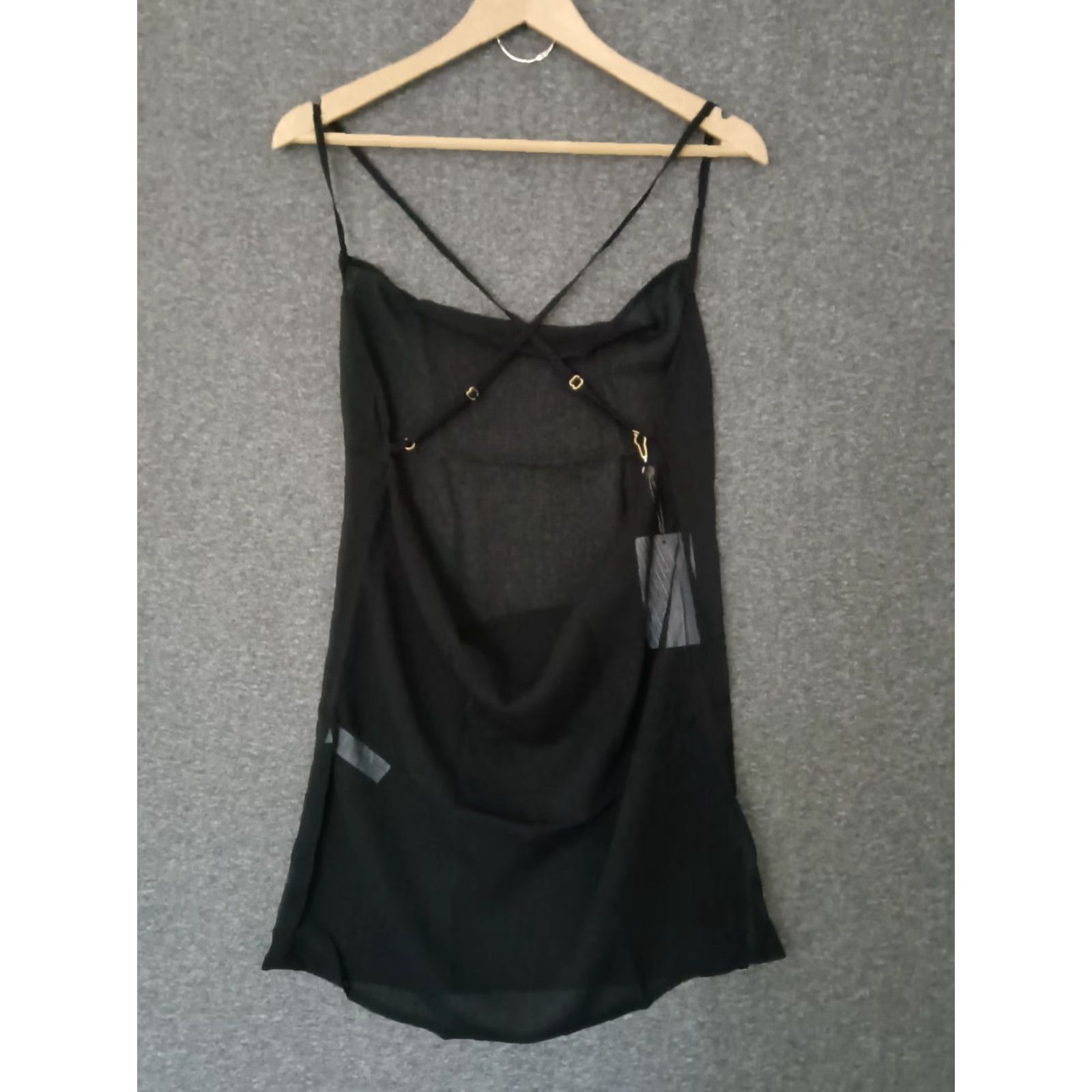 Vintage Toluca Swim Black Maxi Cowl Neck Sheer Dress - Womens - Size S - Beach Cover Up - Sleeveless - Long - Polyester Blended Fabric Size S / US 4 / IT 40 - 2 Thumbnail