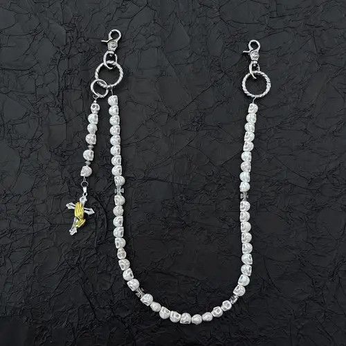Jewelry Beaded Skeleton White Turquoise Chain Wallet With Cross Size ONE SIZE - 3 Thumbnail