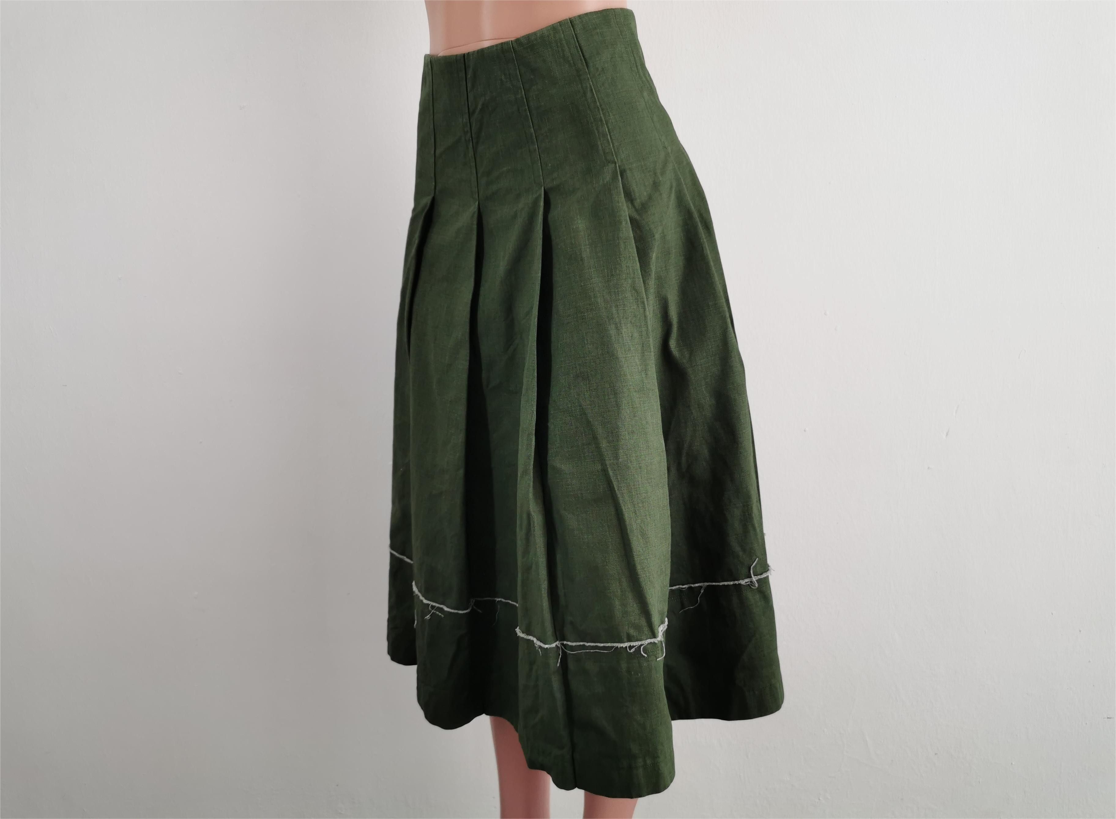 Comme des Garcons Vintage 90s Comme Des Garcons Bondage Green Denim Skirt Size 25" / US 0 / IT 36 - 1 Thumbnail
