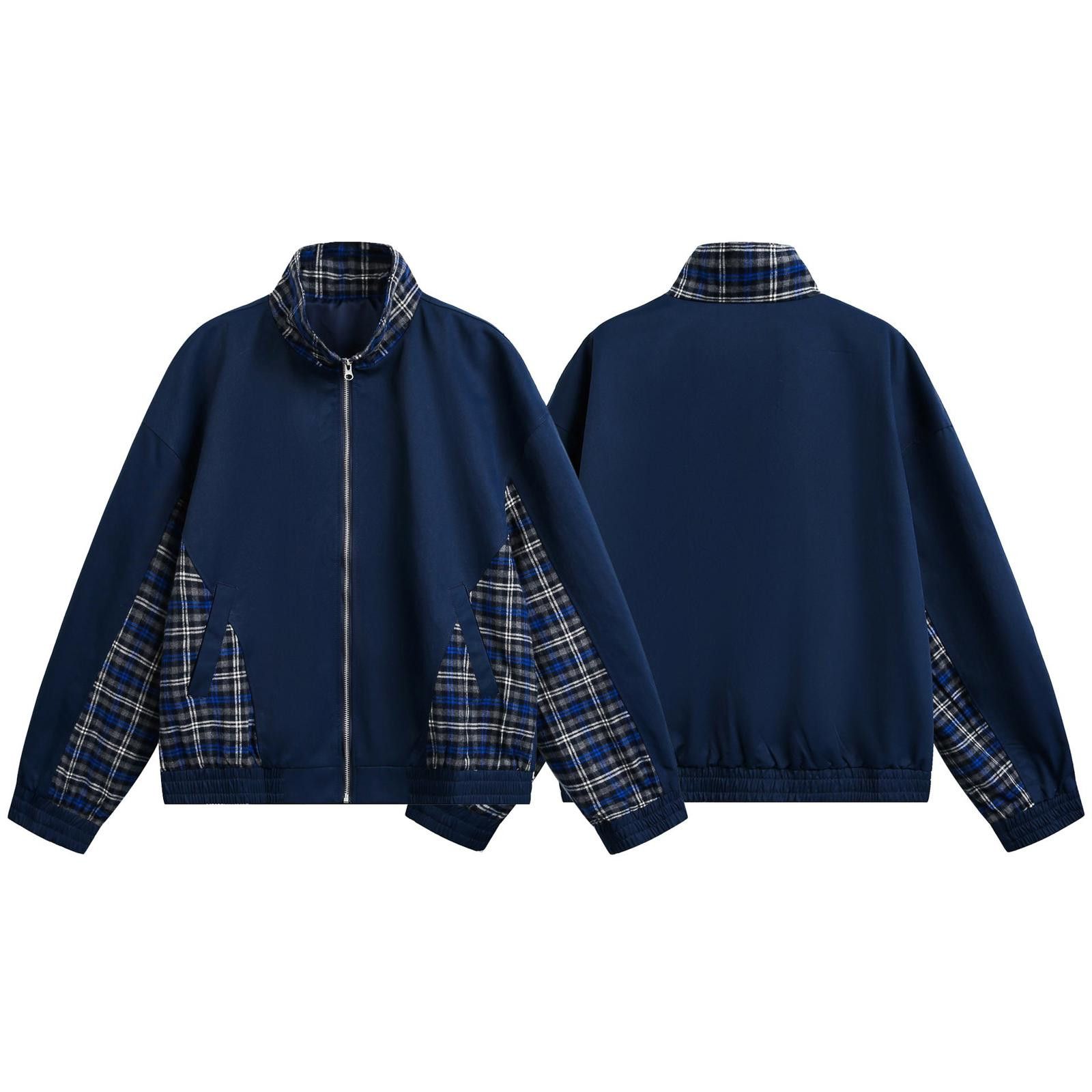 Other Navy Plaid Zip Work Jacket | Boxy Cargo Pocket Size US M / EU 48-50 / 2 - 3 Thumbnail
