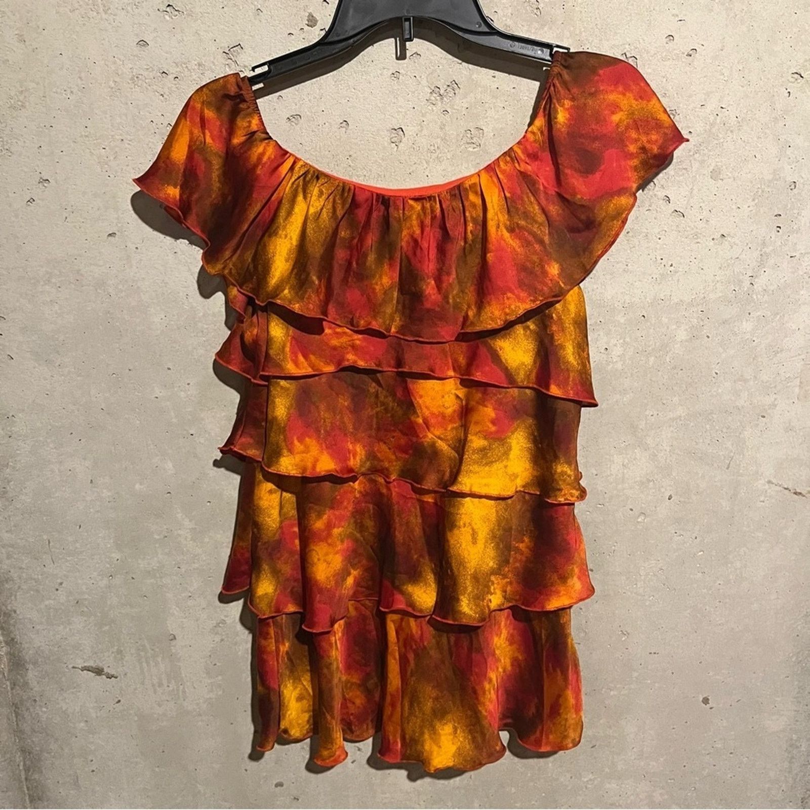 Other Colleen Lopez Top Size M Orange Tiered Layered Short Sleeve Size M / US 6-8 / IT 42-44 - 6 Thumbnail
