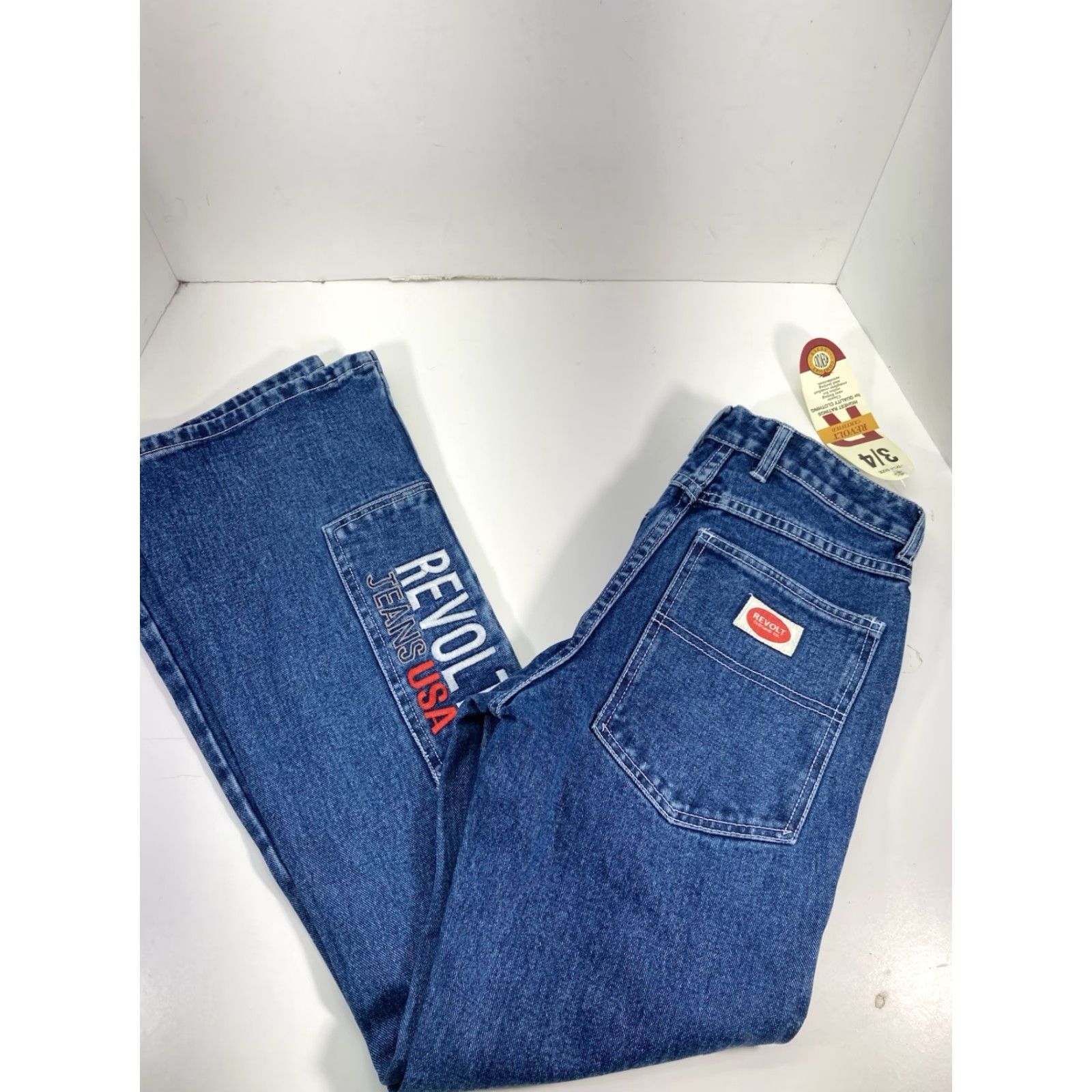 Denime VINTAGE Revolt Jeans Women 26x30 Blue Denim 100% Cotton Bootcut Flair Fit NWT NOS Size 26" / US 2 / IT 38 - 2 Thumbnail