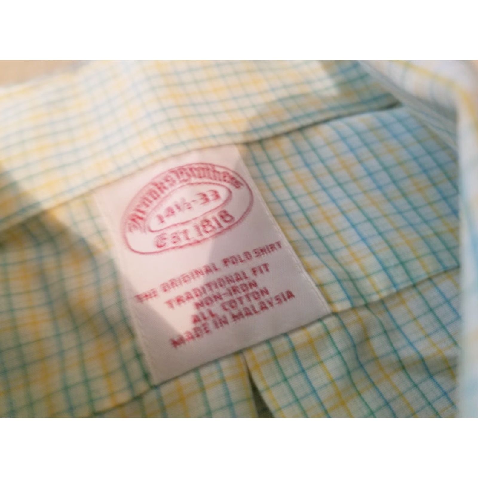 Brooks Brothers Brooks Brothers Dress Shirt Mens 14.5 33 Yellow Cotton Button 14.5 Regular Size Type Clothes Shirt Size 40R - 4 Thumbnail