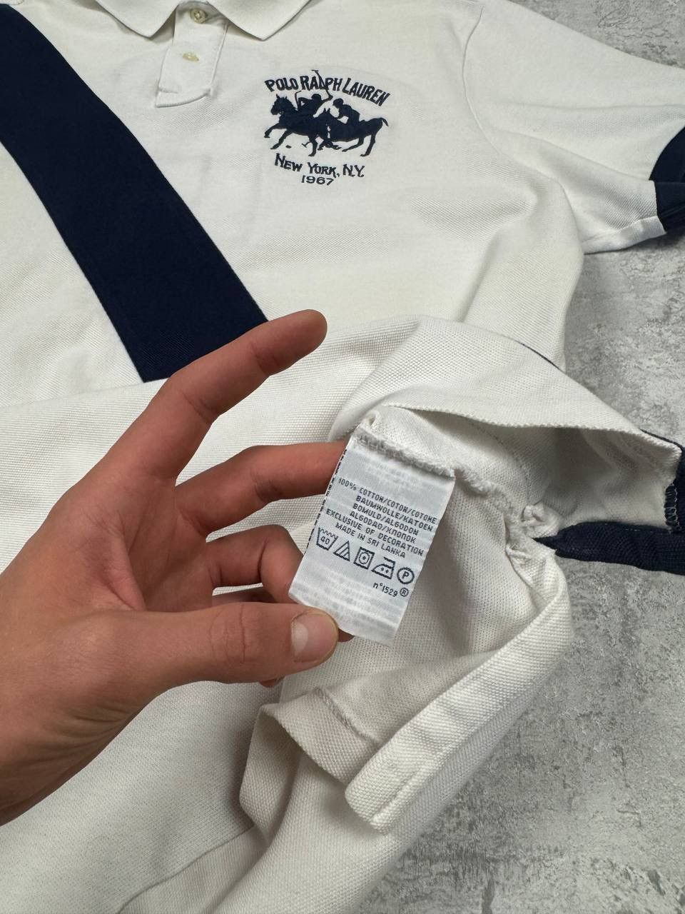 Polo Ralph Lauren Vintage Polo Ralph Lauren Number 2 Polo Stripe White Navy Size US XL / EU 56 / 4 - 14 Thumbnail